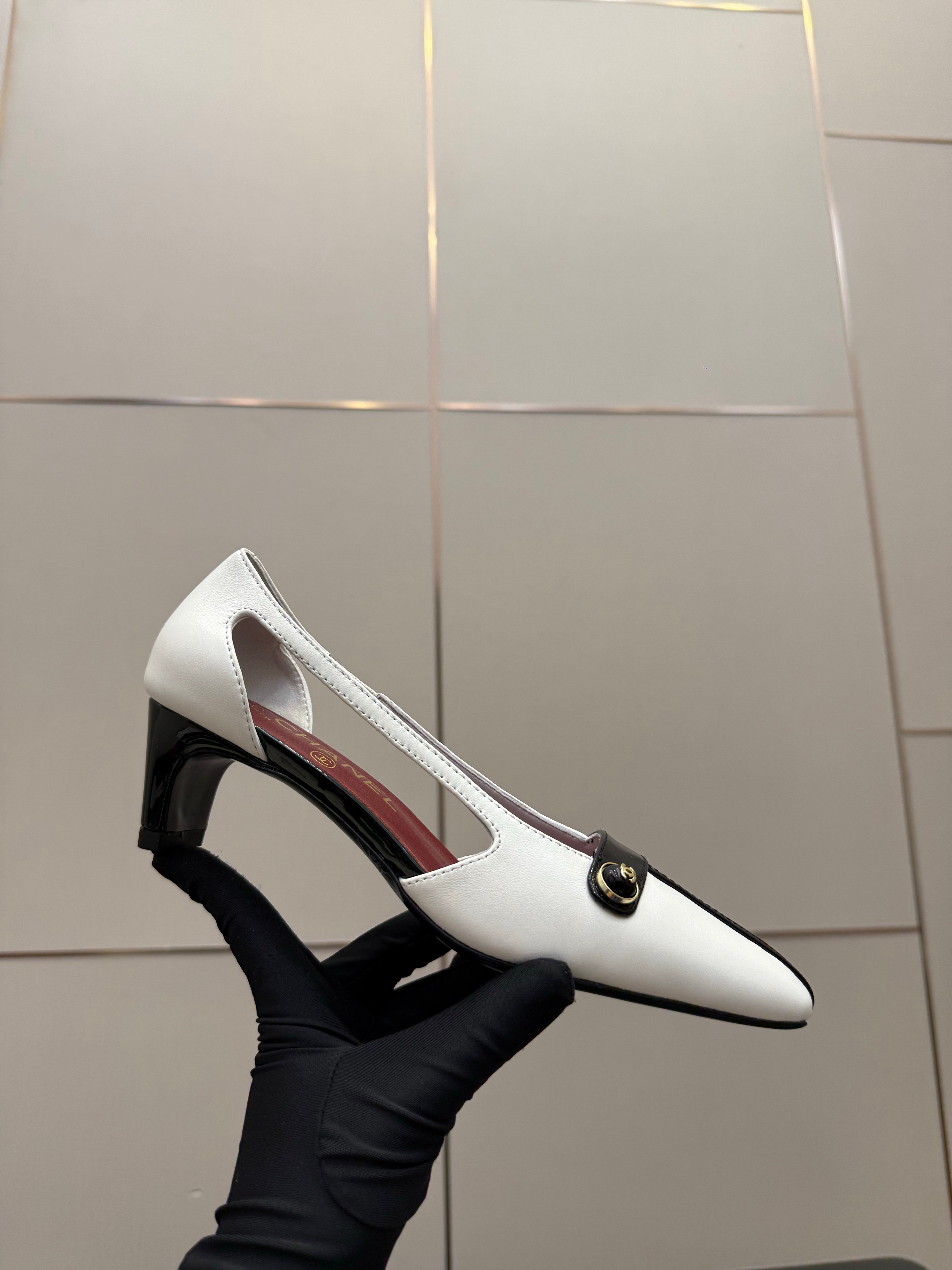 Chanel 2026 Square-Toe Chunky Heel Open-Back Sandals 50mm Leather 791612