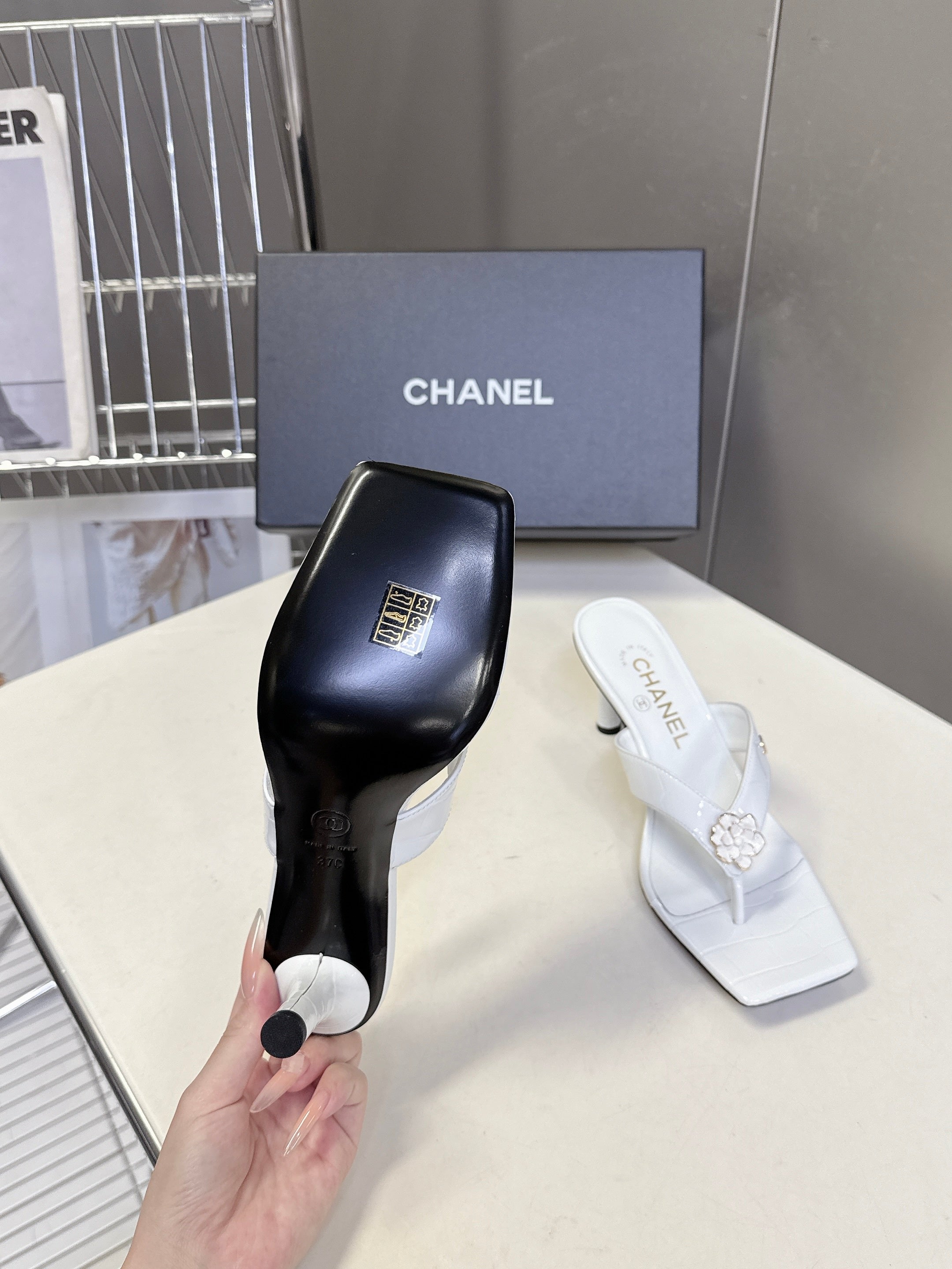 Chanel 2026 Thong Sandal 65mm Embossing And Suede Calfskin 895344