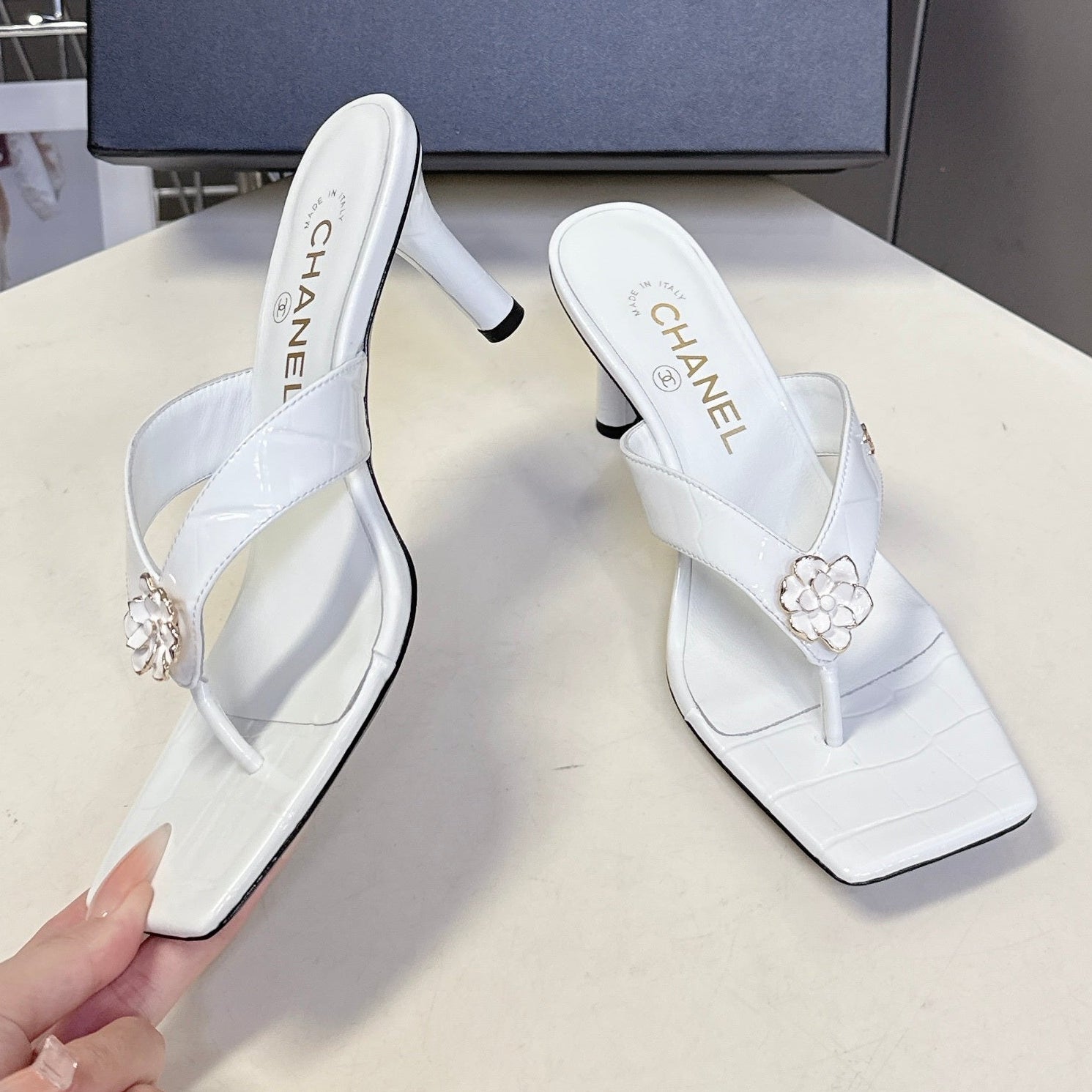 Chanel 2026 Thong Sandal 65mm Embossing And Suede Calfskin 895344