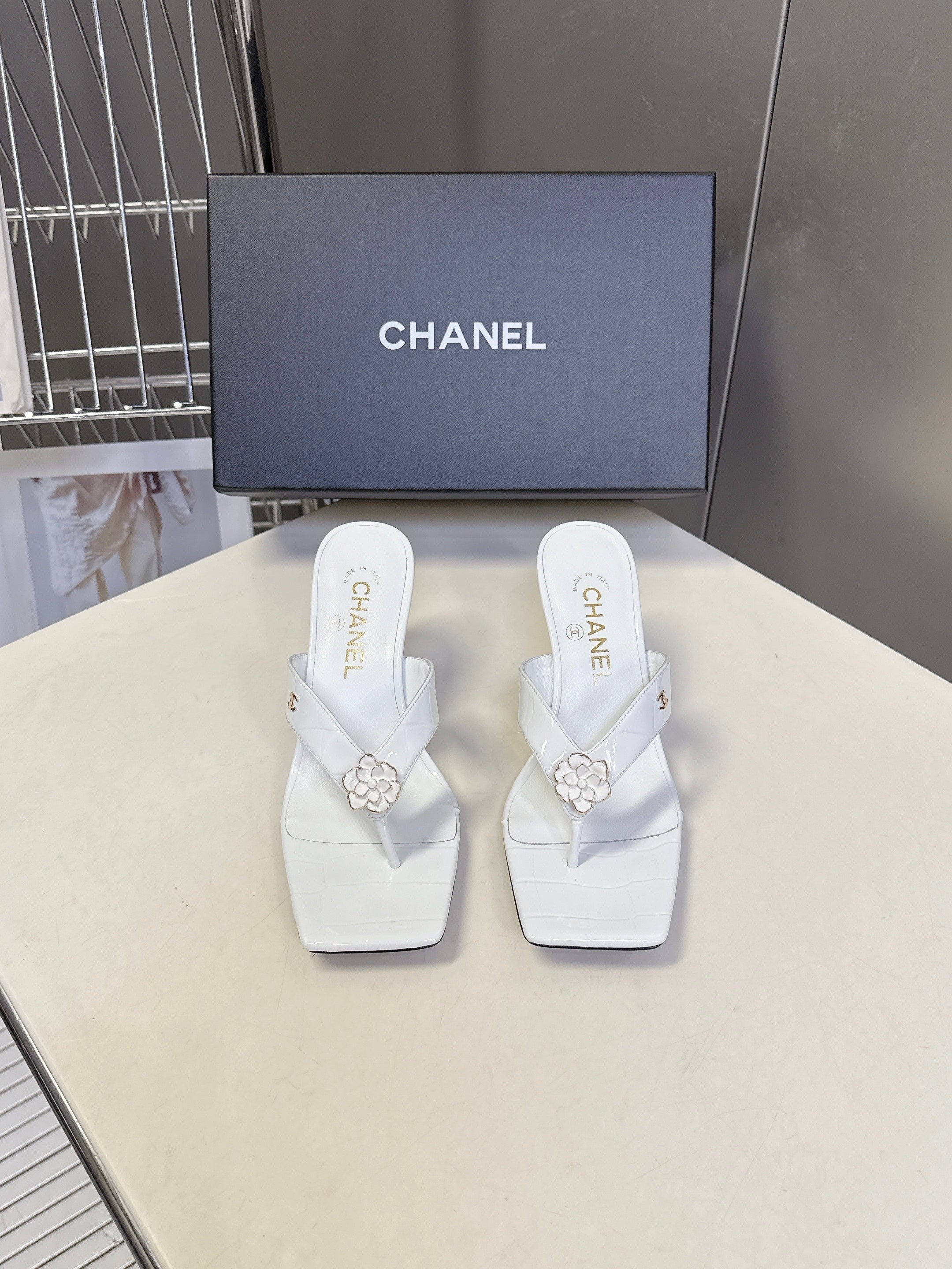 Chanel 2026 Thong Sandal 65mm Embossing And Suede Calfskin 895344