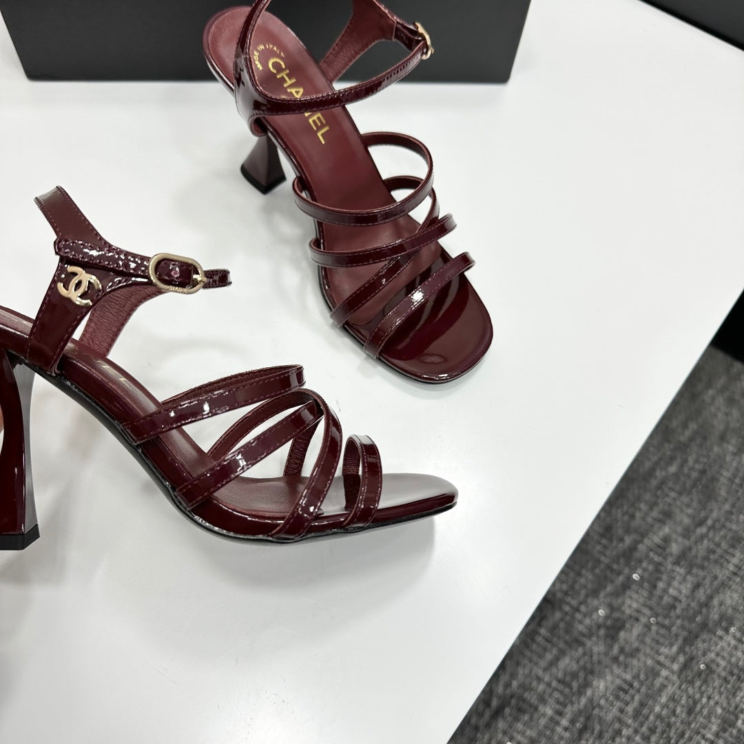 CC 26s High Heel Sandals 80 Burgundy Patent Leather 626284