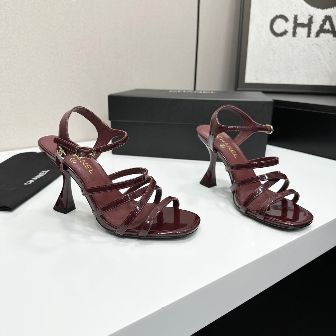 CC 26s High Heel Sandals 80 Burgundy Patent Leather 626284