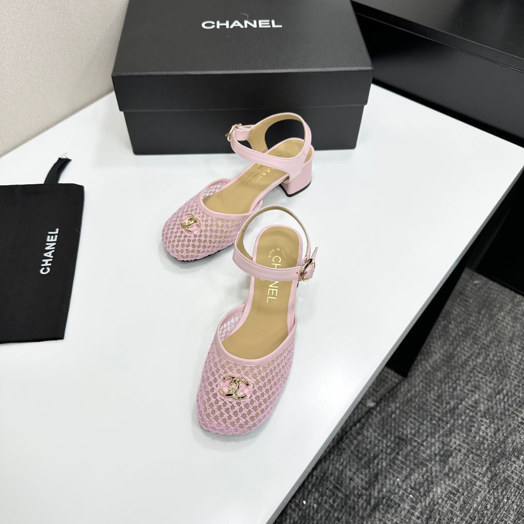 CC 2026 Mary Jane Sandals 45 Light Pink Satin Cowhide 668116