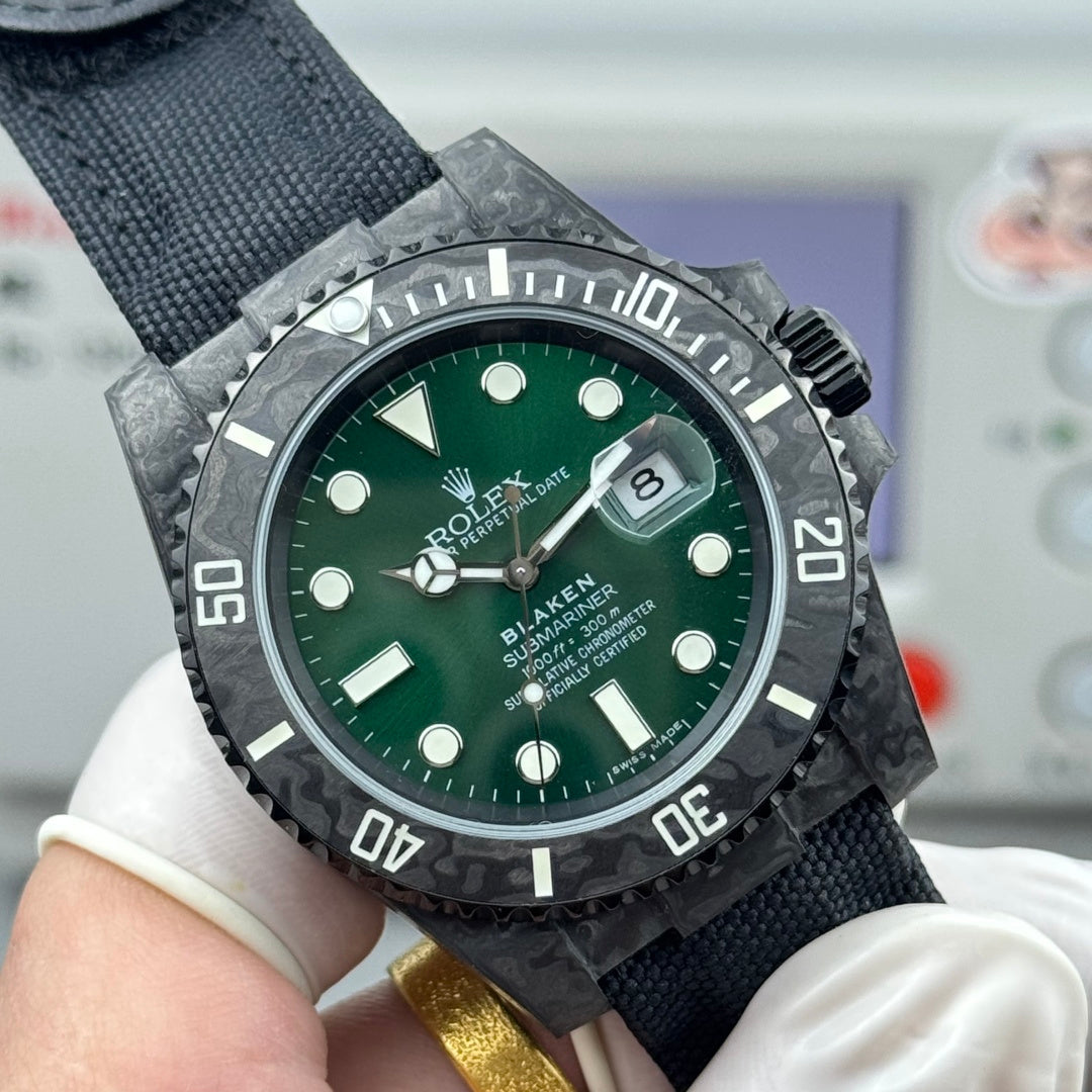 Rolex Submariner Date Custom Carbon Black Green Dial