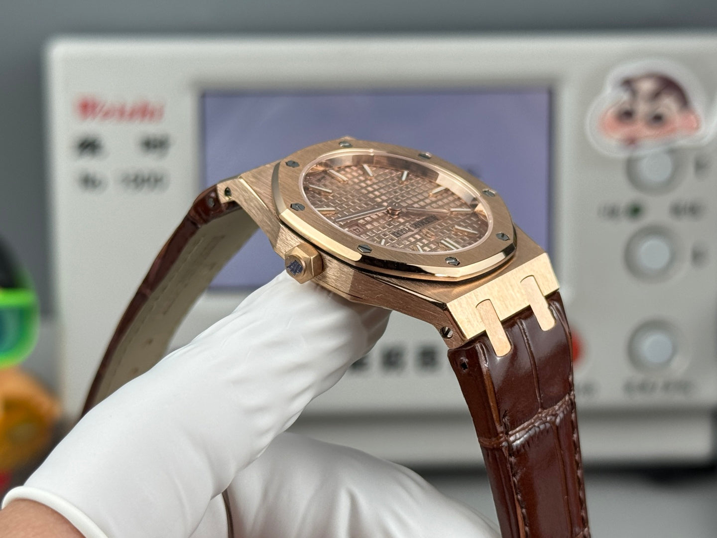 Audemars Piguet Royal Oak Lady 33mm Rose Gold Brown Leather Strap