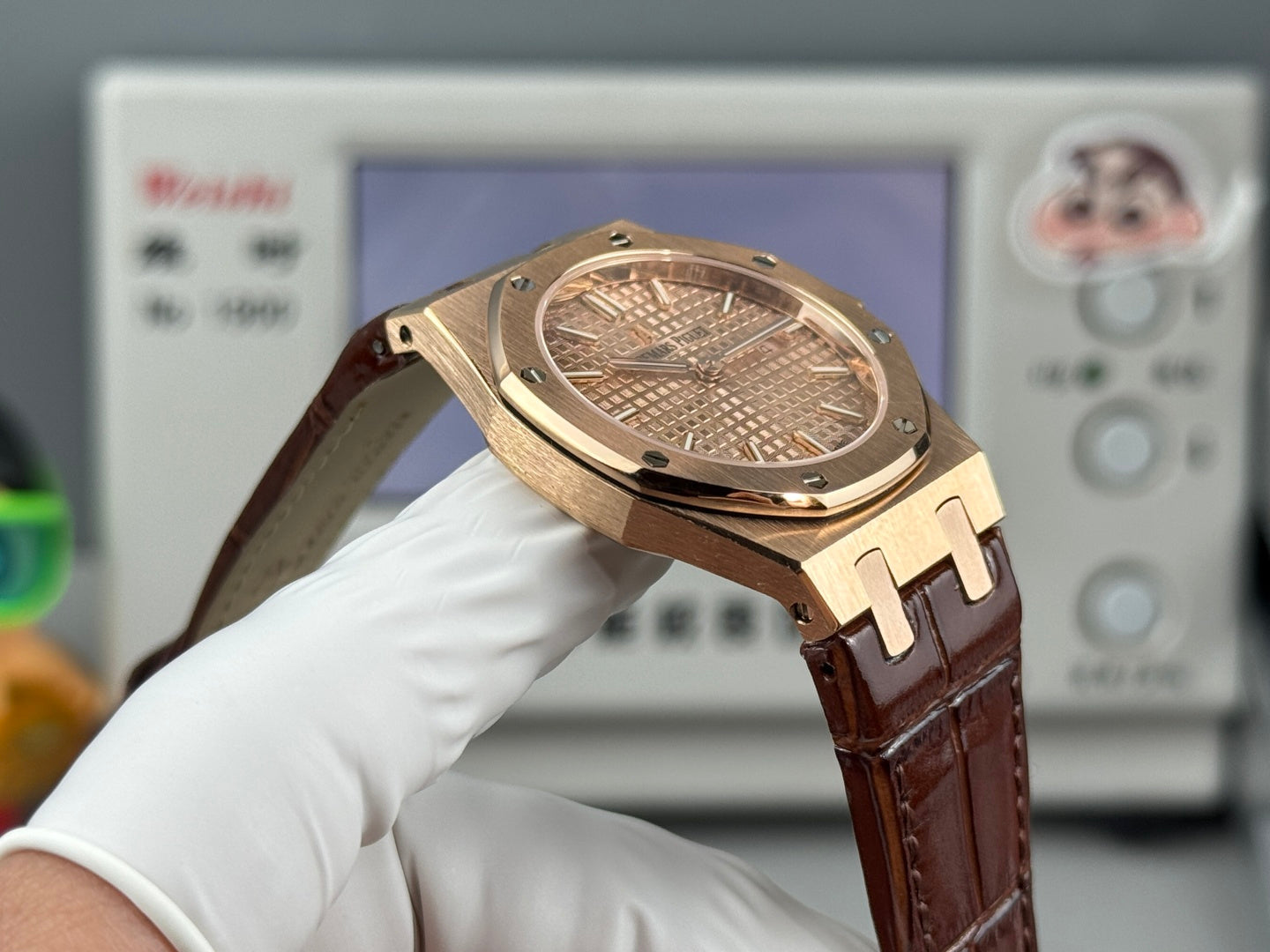 Audemars Piguet Royal Oak Lady 33mm Rose Gold Brown Leather Strap