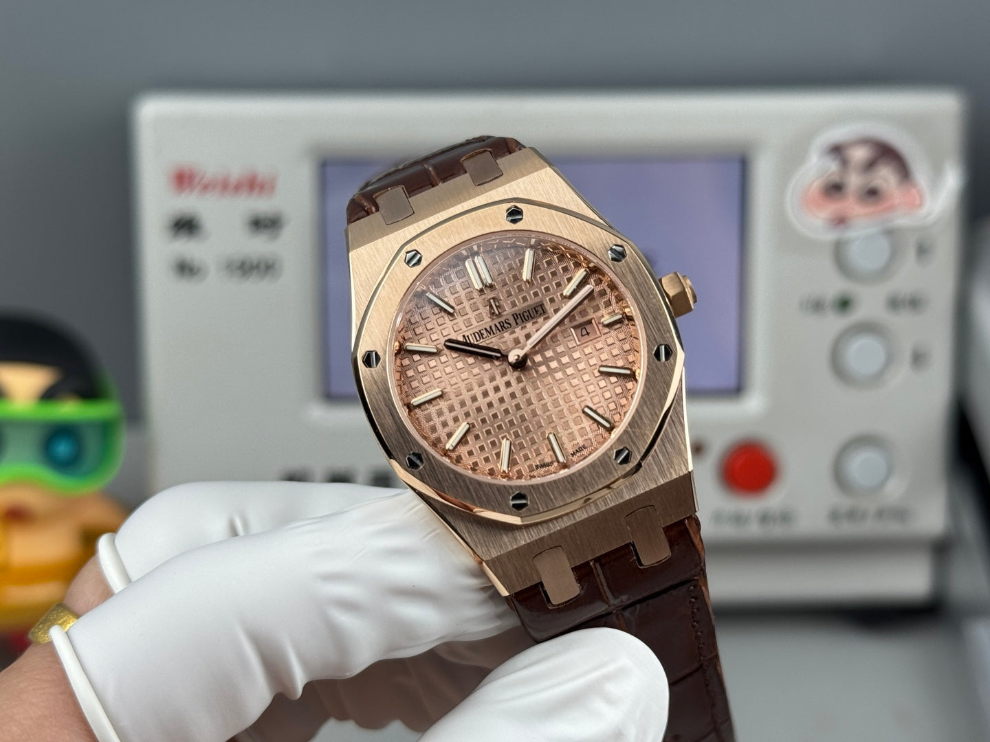 Audemars Piguet Royal Oak Lady 33mm Rose Gold Brown Leather Strap