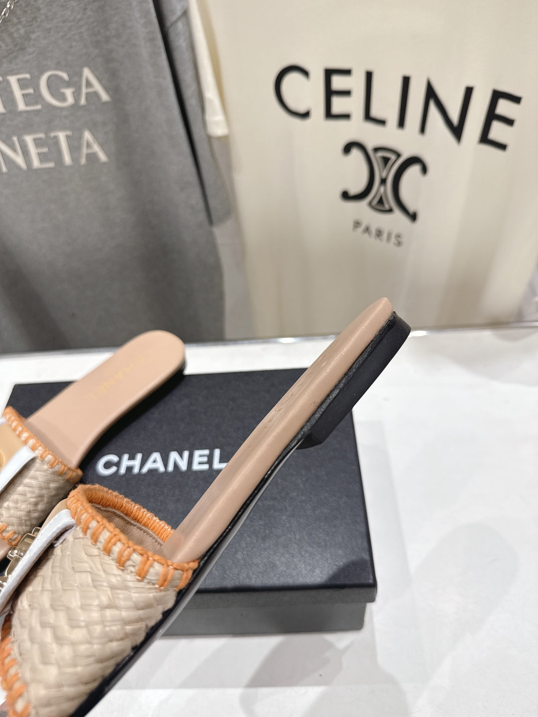 Chanel 2026 Slippers Woven Fabric Cowhide 794184