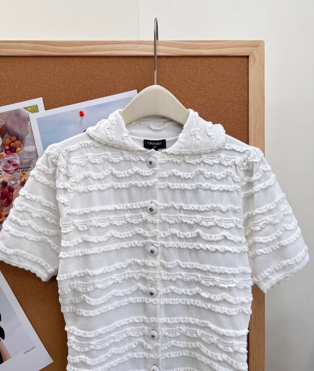 Chanel 2026 Collared Short-Sleeved Cardigan White Cotton 472923
