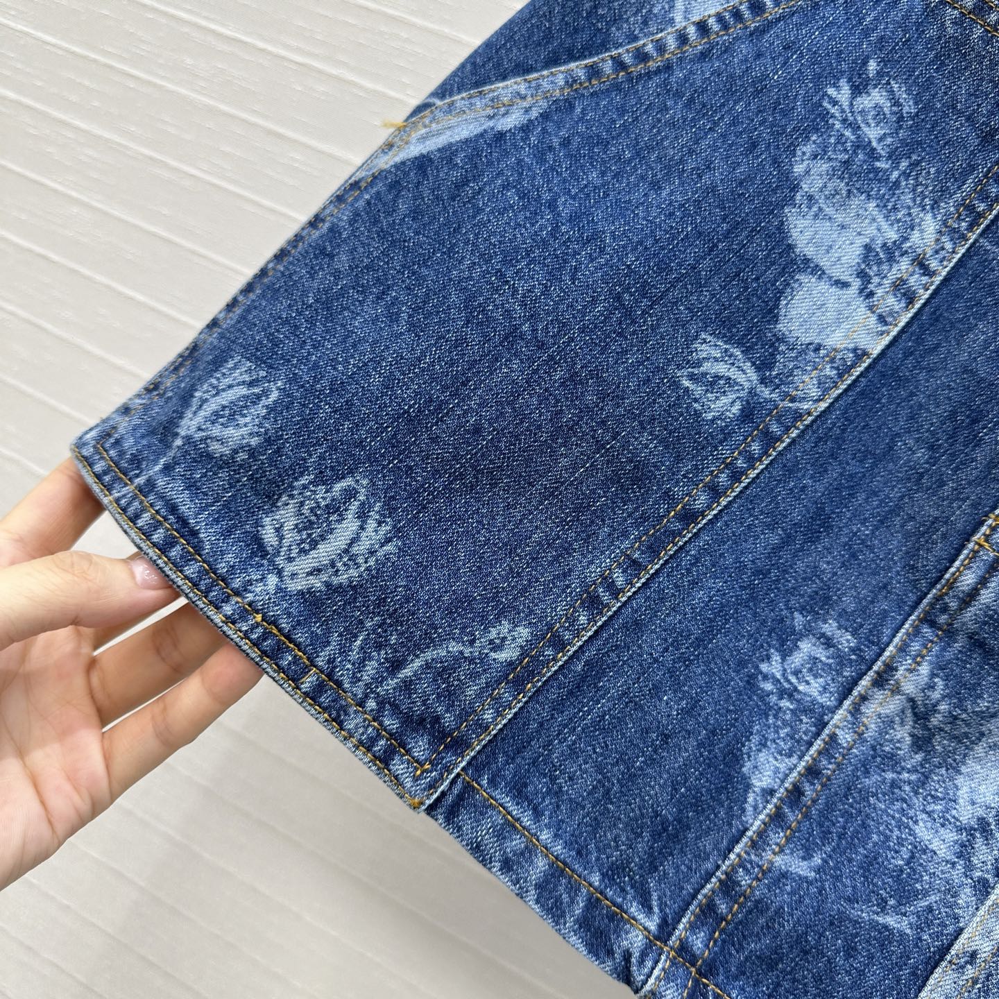 Fendi Flower Denim Skirt Blue Cotton
