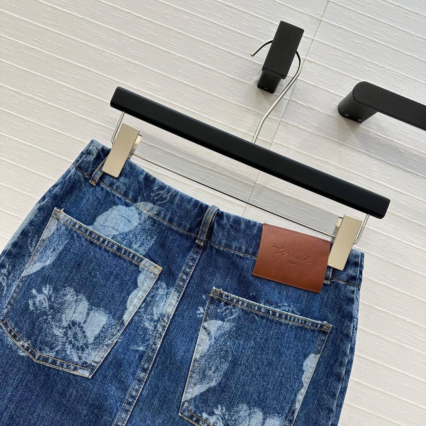 Fendi Flower Denim Skirt Blue Cotton