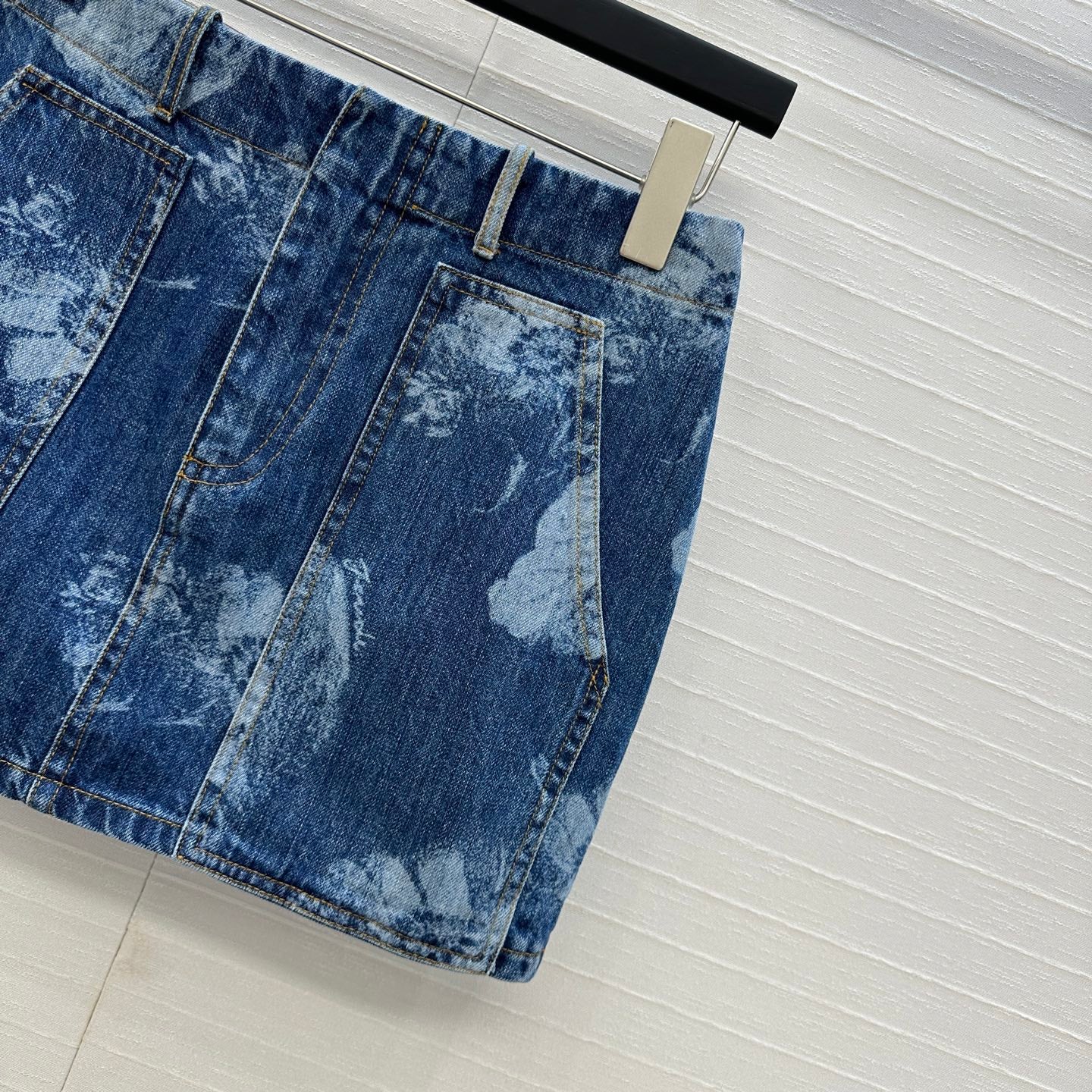 Fendi Flower Denim Skirt Blue Cotton