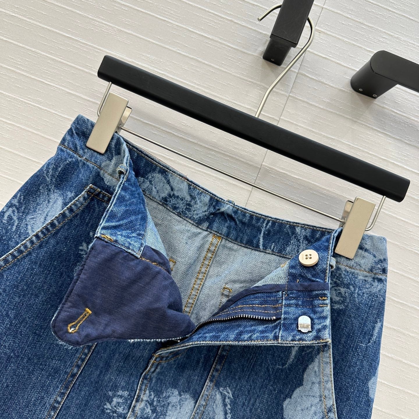 Fendi Flower Denim Skirt Blue Cotton