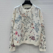 CD 25 Floral Embroidered Sweater White Cashmere