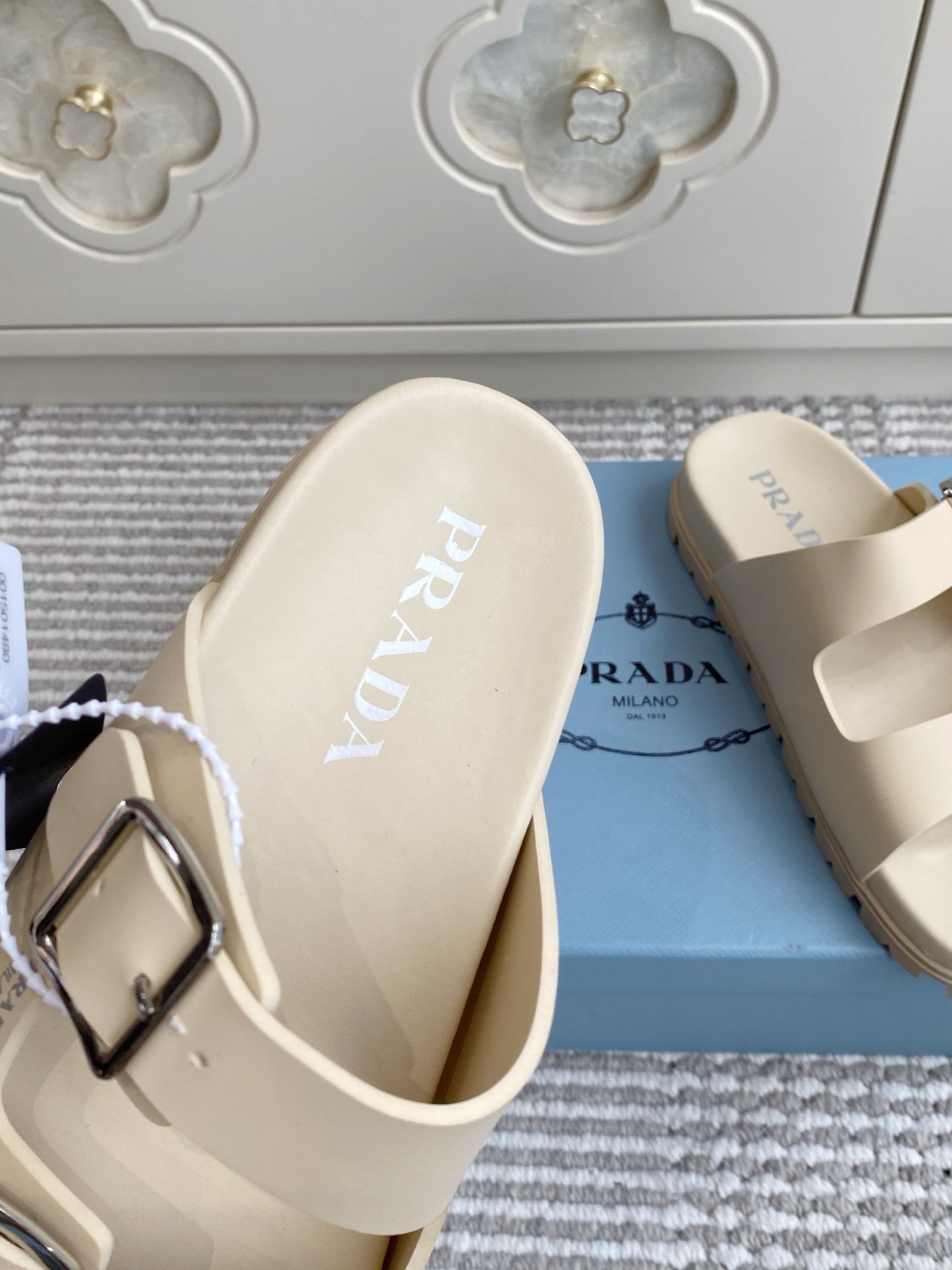 Prada 2026 Double-Strap Buckle Platform Sandals Leather 778938