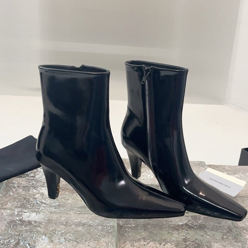 YSL 25  High-heeled Boot Black Cowhide 522267