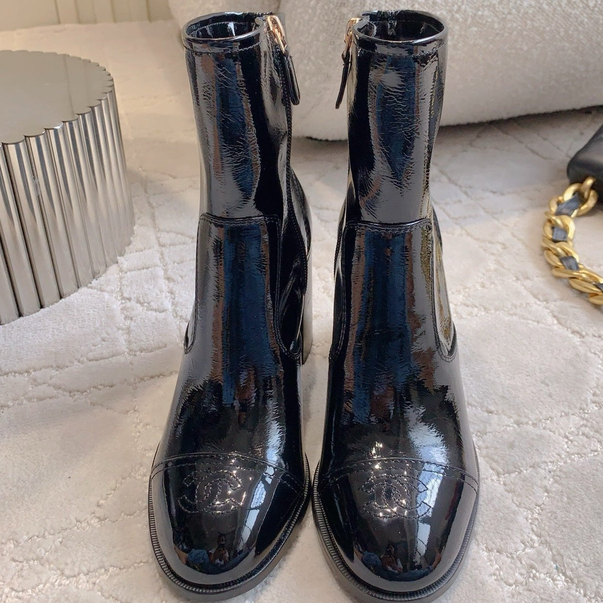 CC 25 Heeled Short Boot Black Patent Leather 516679
