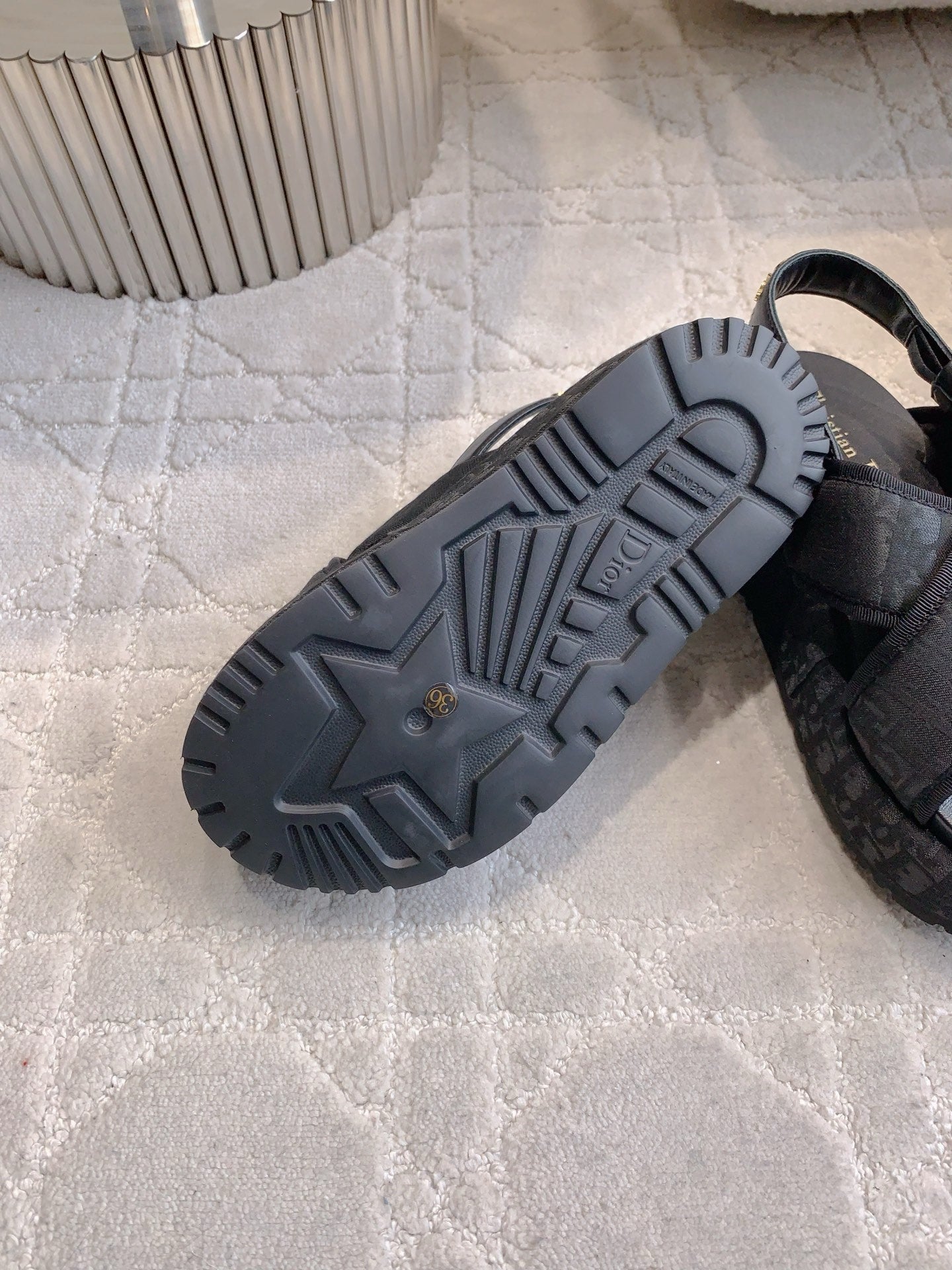 CD 26s  Platform Sandals 65 Black Canvas Lambskin 644286