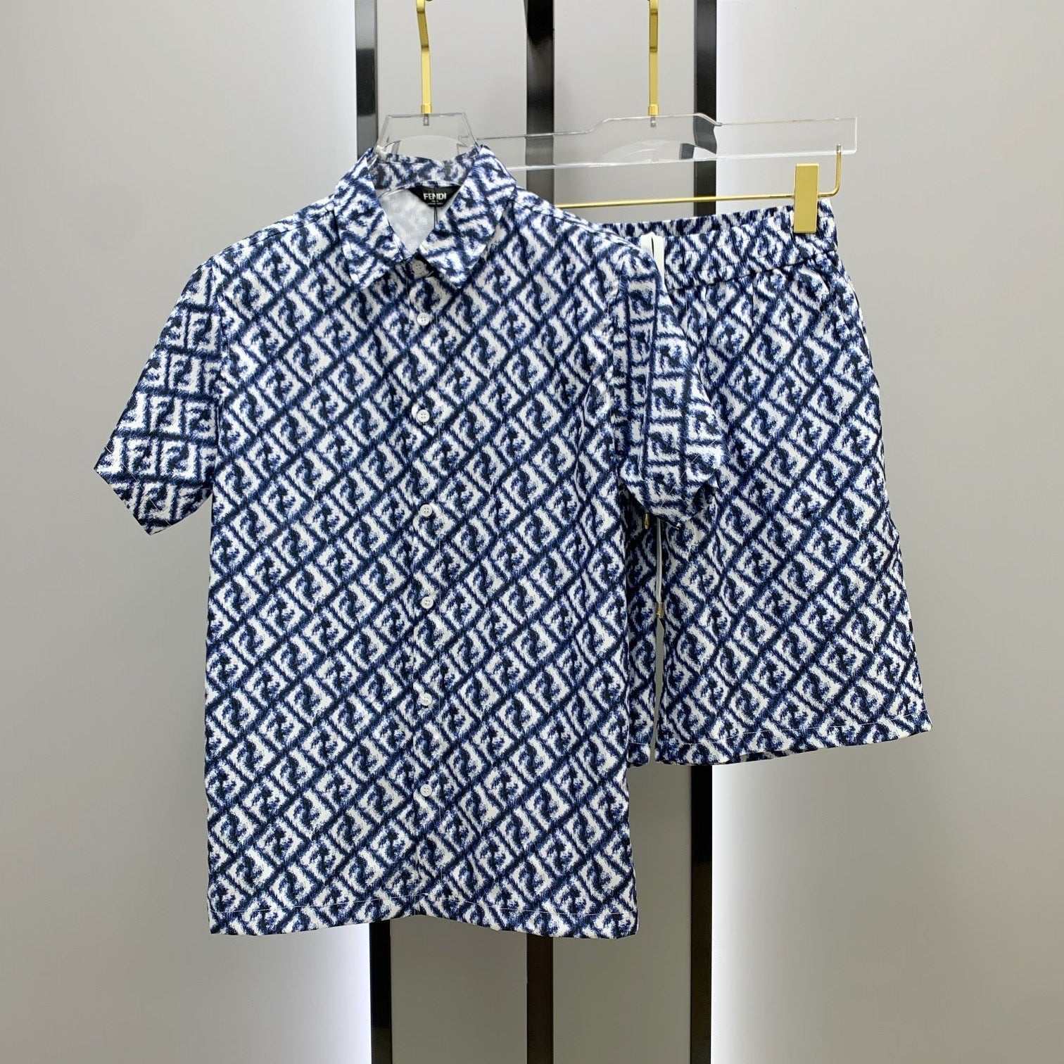 Fendi 2026 Men's Short-Sleeve Shirt Set Fabric 799290