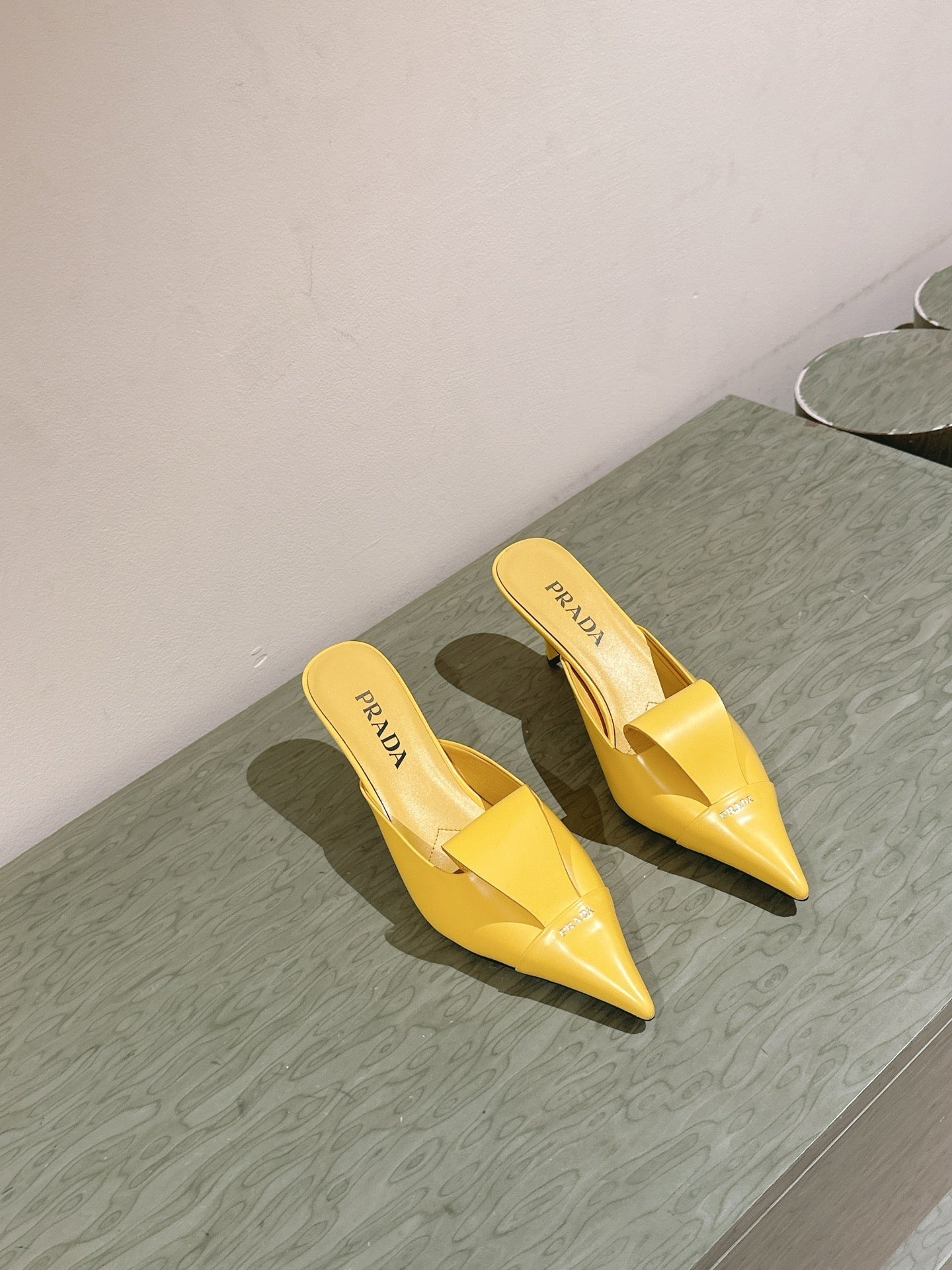 PRA 2026S High Heel Mule 80 Yellow Sheepskin 657668
