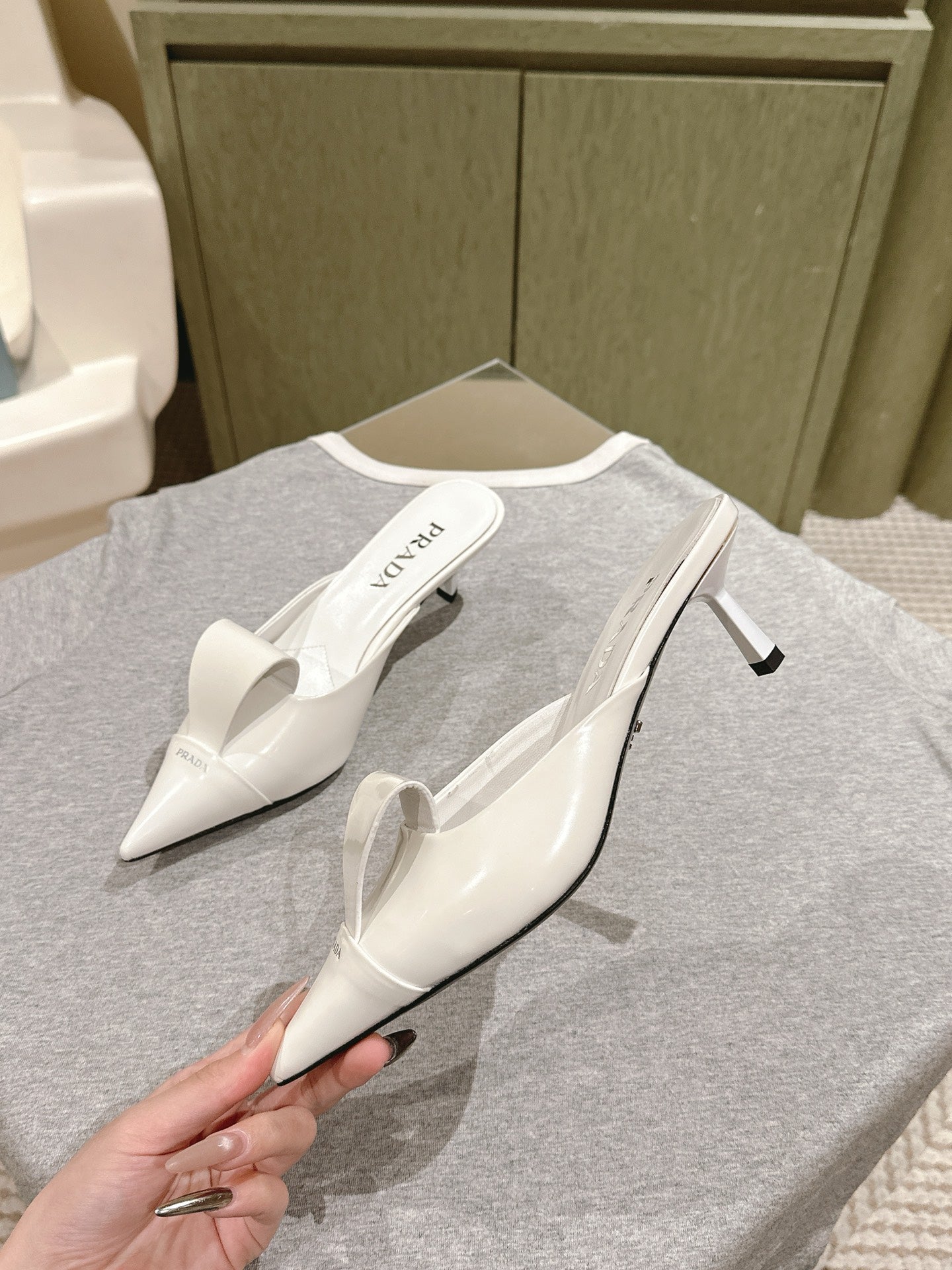 PRA 2026S High Heel Mule 65 White Sheepskin 657672