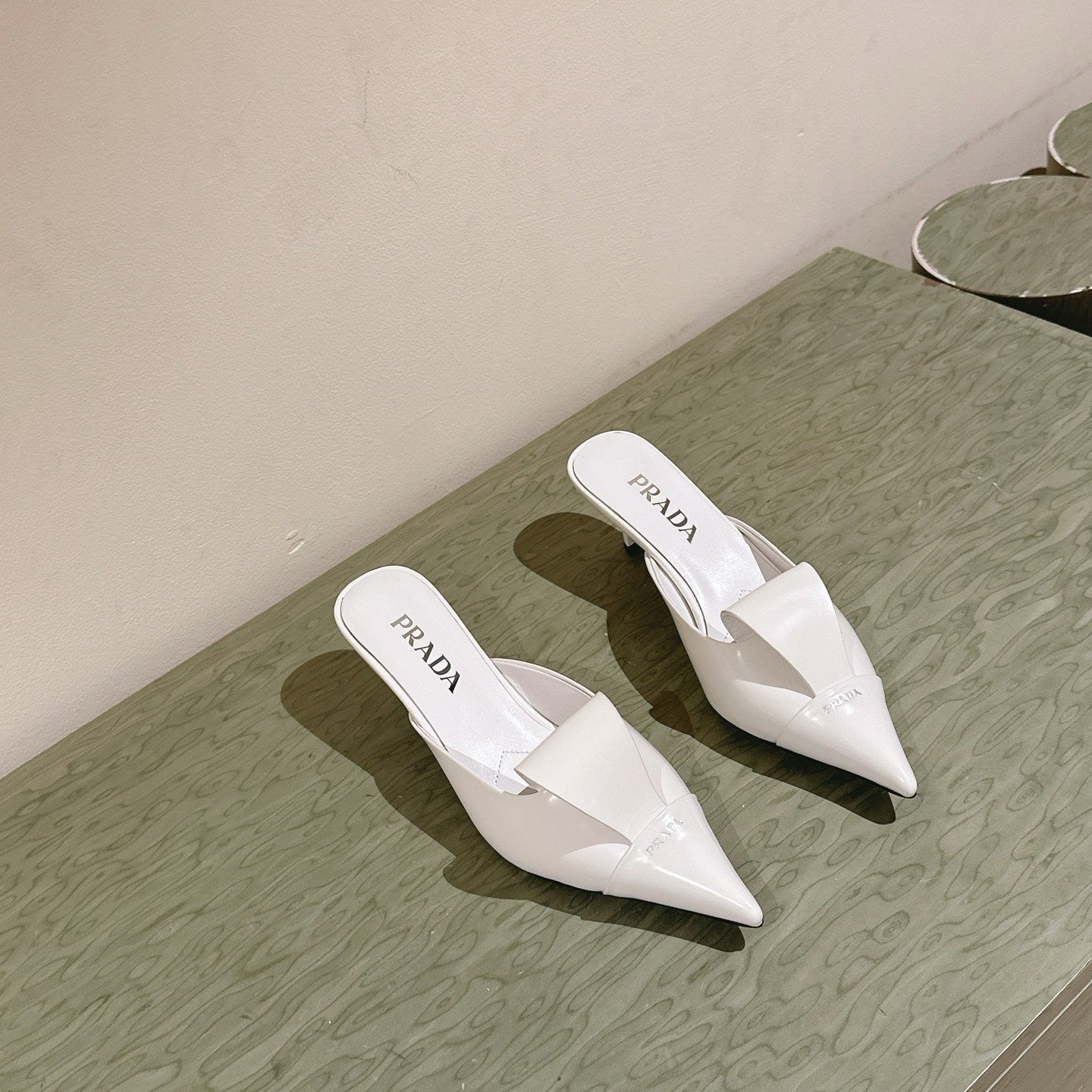 PRA 2026S High Heel Mule 65 White Sheepskin 657672