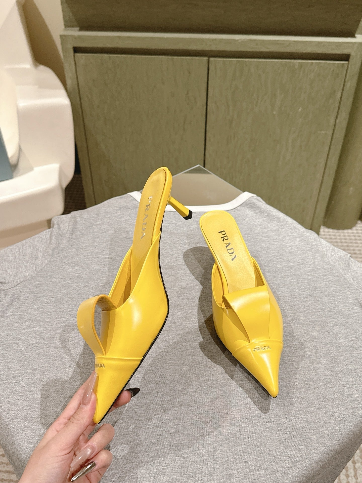 PRA 2026S High Heel Mule 65 Yellow Sheepskin 657673