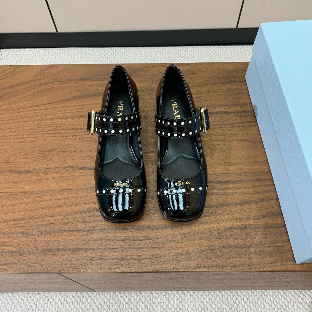 Prada 2026 Mary Janes 25mm Calfskin Patent Leather 792679