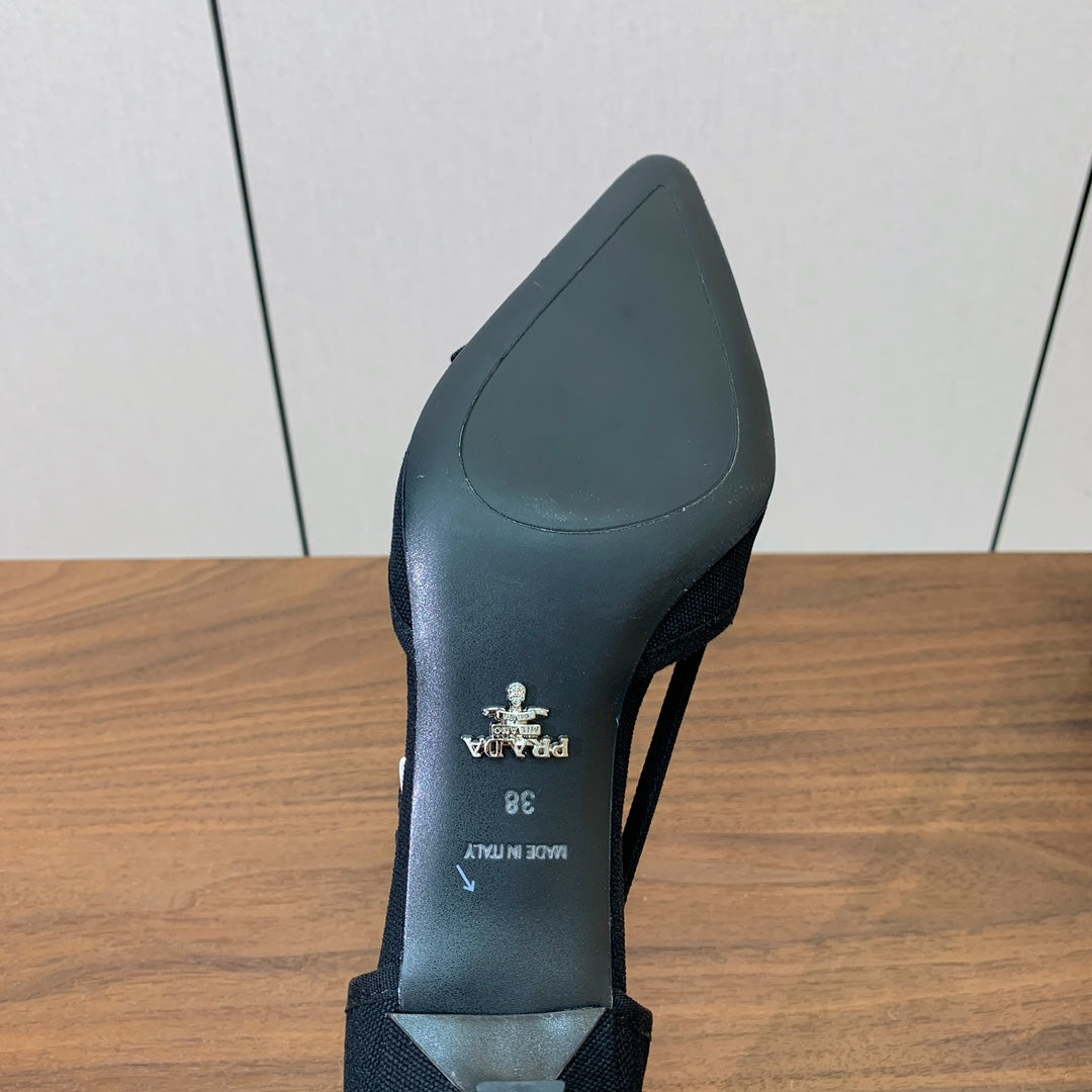 Prada 2026 Pumps 25mm Canvas Metal Buckles Logo 793081