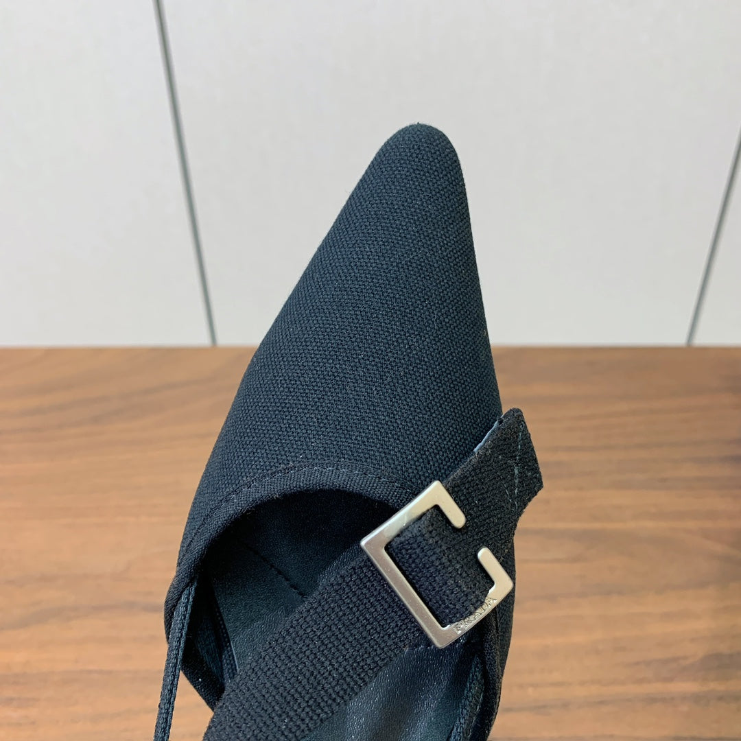 Prada 2026 Pumps 25mm Canvas Metal Buckles Logo 793081
