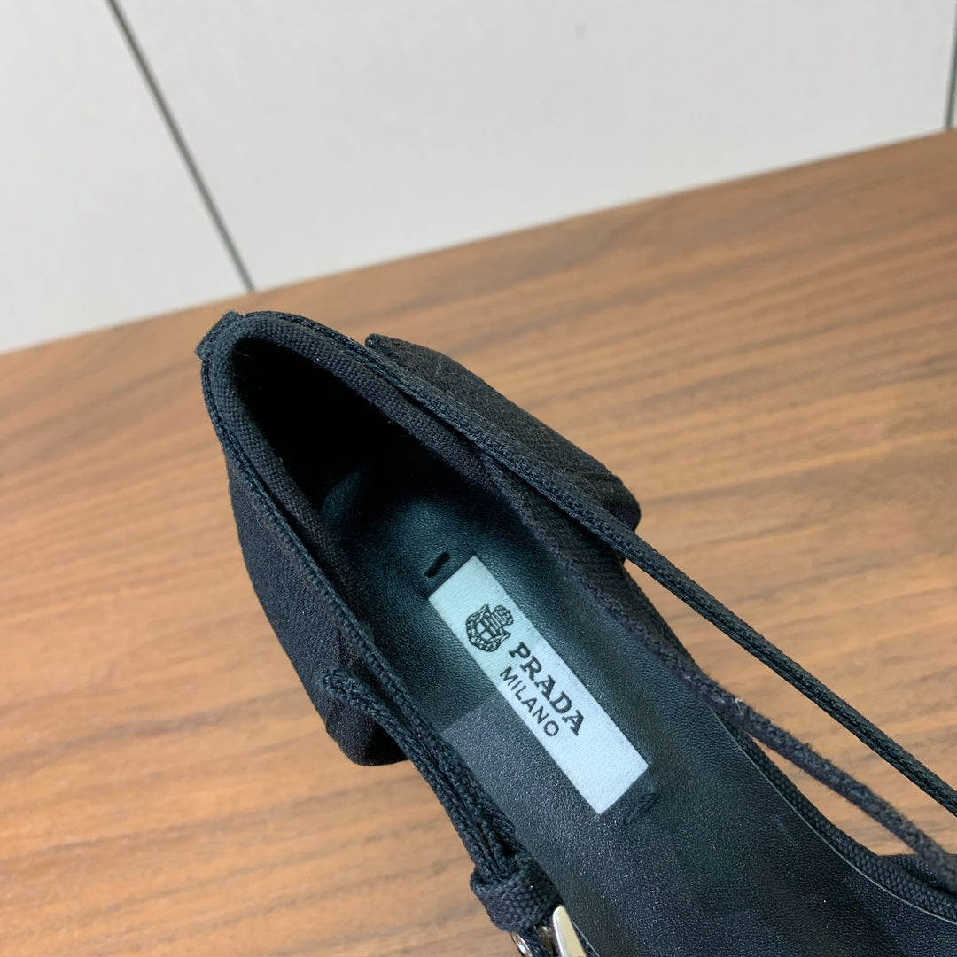 Prada 2026 Pumps 25mm Canvas Metal Buckles Logo 793081