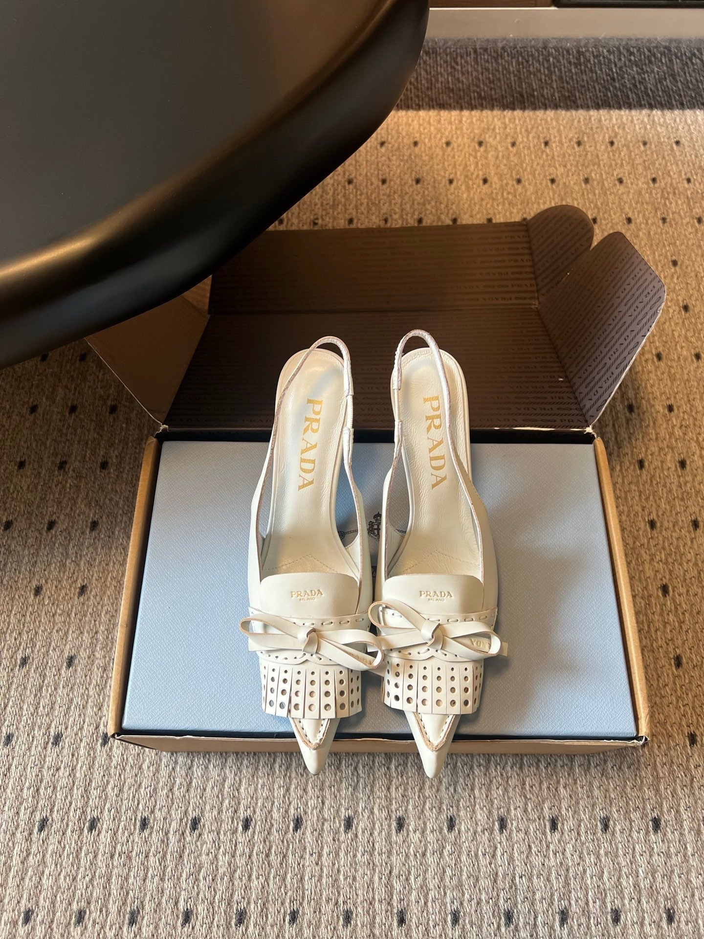 Prada 2026 Slingback Pumps 85mm Bow Cowhide 787482