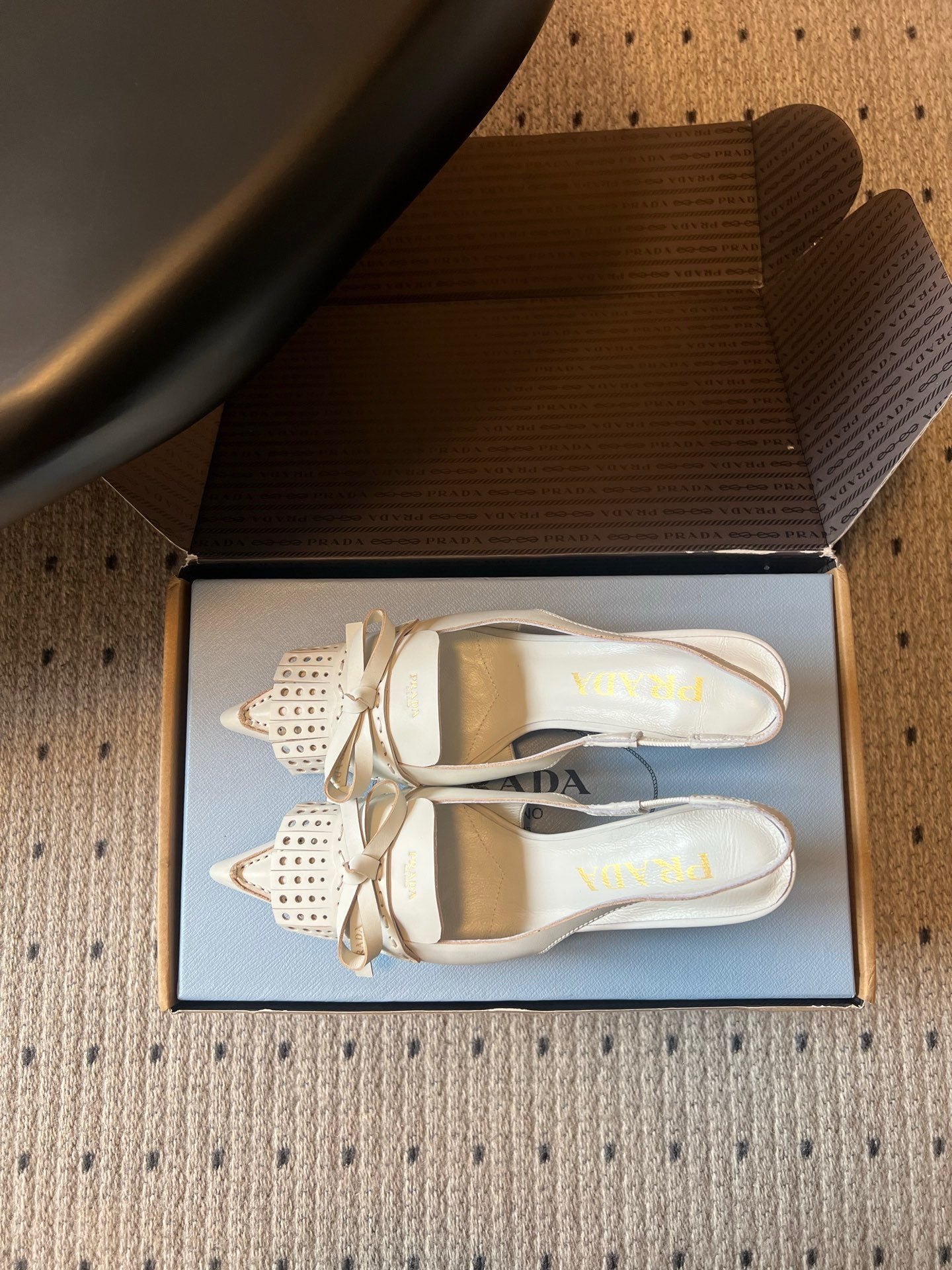 Prada 2026 Slingback Pumps 85mm Bow Cowhide 787482