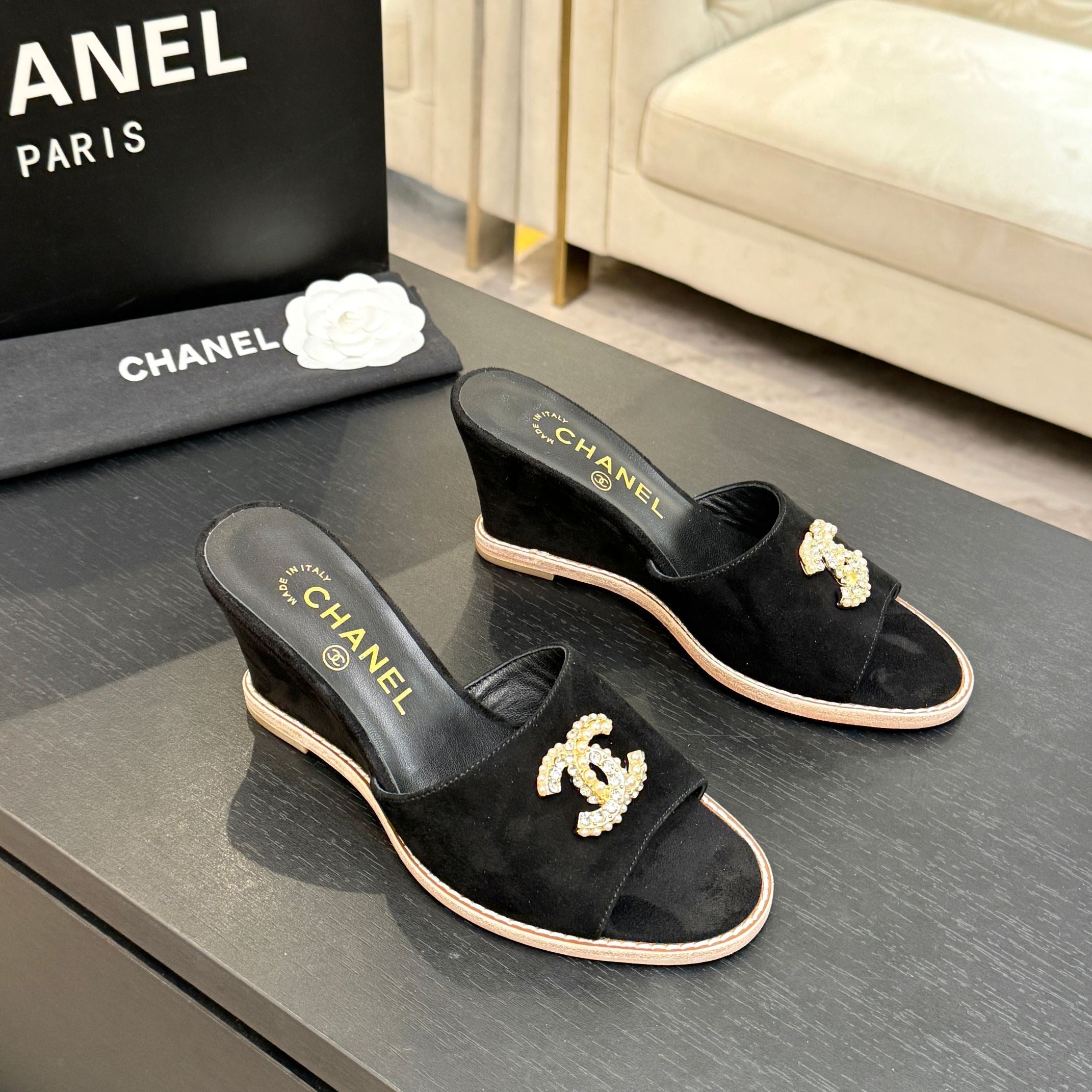 CC 2026 Wedge Sandals 65 Black Suede 667770