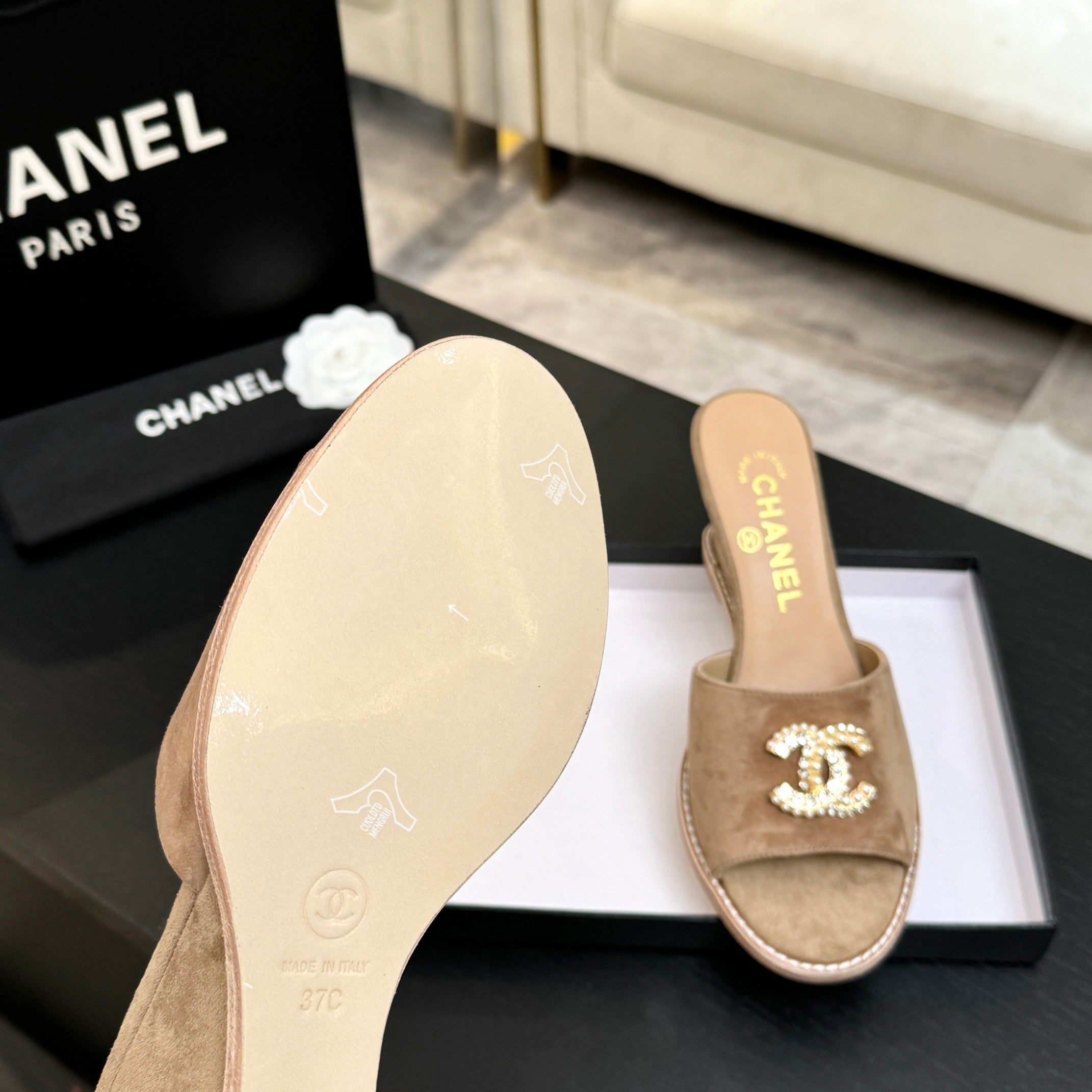 CC 2026 Wedge Sandals 65 Light Brown Suede 667772
