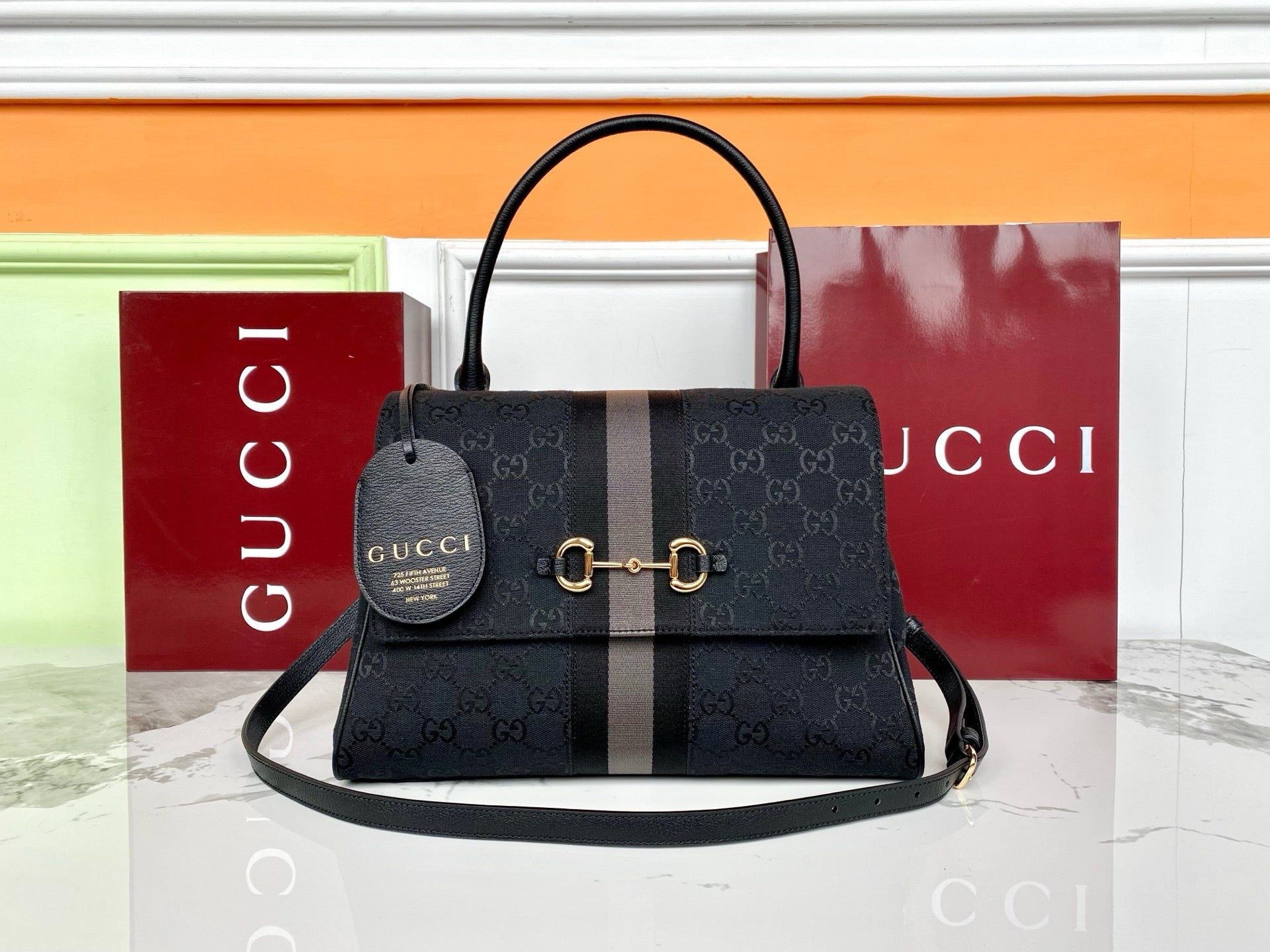 Gucci 2026 Paparazzo Bag Black mix Grey Canvas Leather