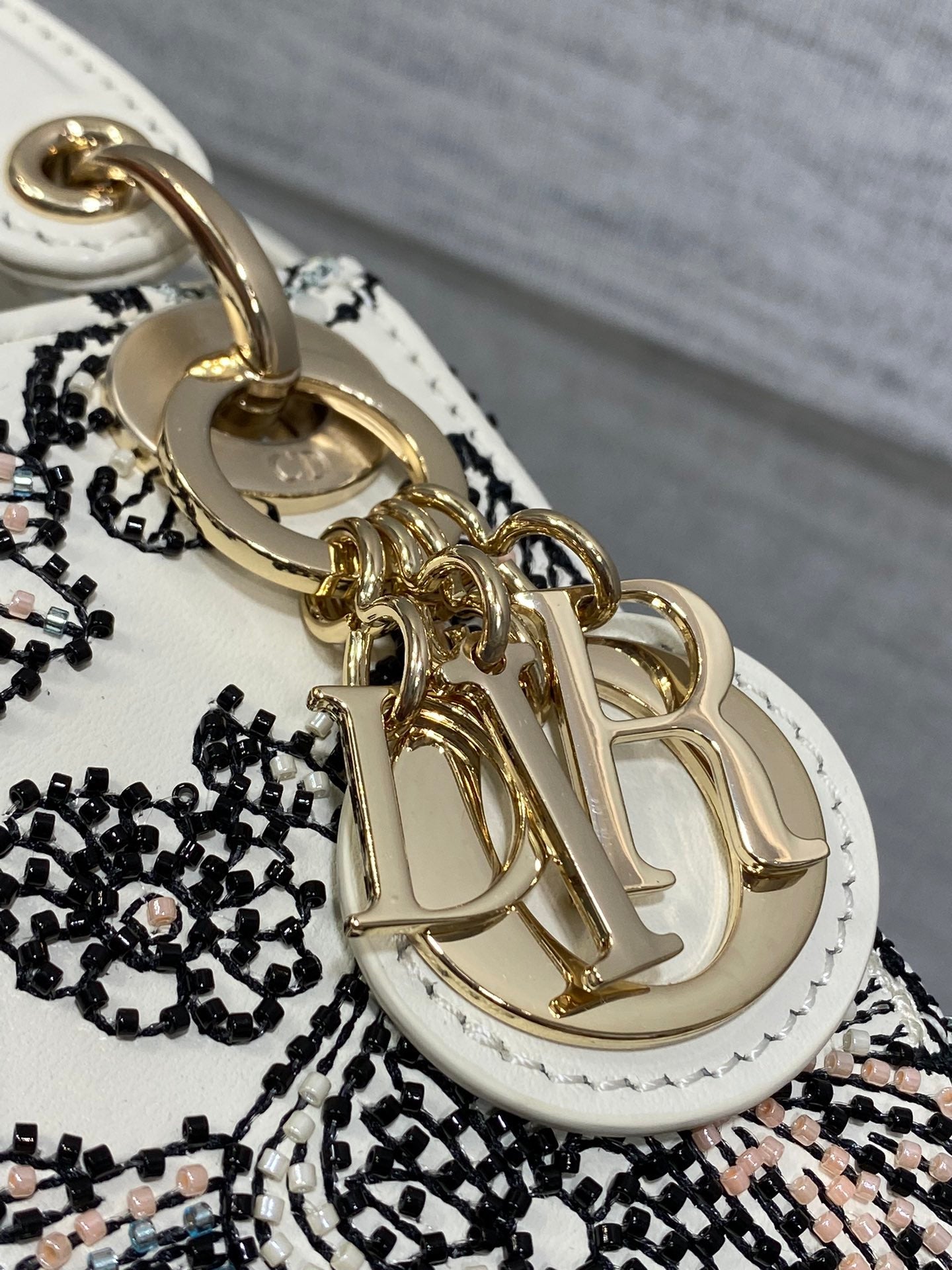 Dior 2026 Butterfly Embroidery Bag 12cm White Mix Color Leather 352067