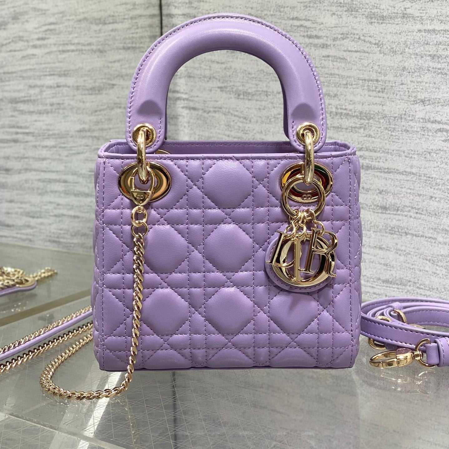 Dior 2026 Mini Lady Dior Bag Purple Lambskin 247396