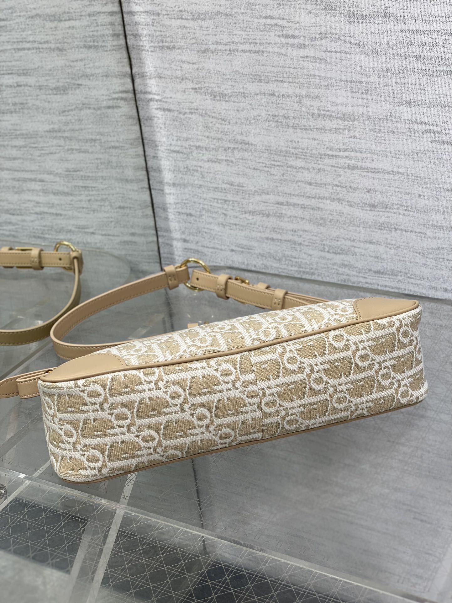 Dior 2026 Cigale Bag 26cm Beige Raffia-effect Check Fabric 272905