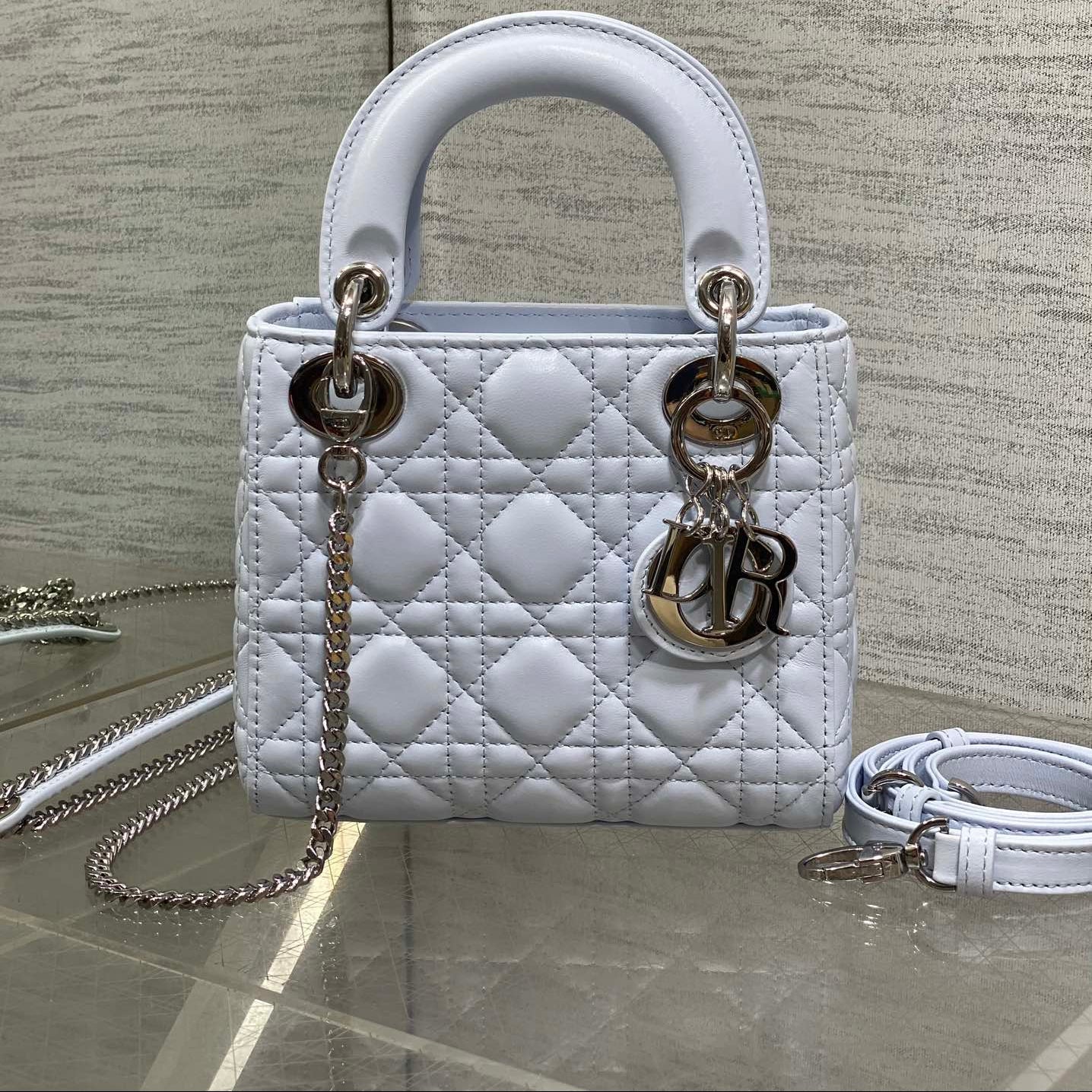 Dior 2026 Mini Lady Dior Bag Glacier Blue Lambskin 270717
