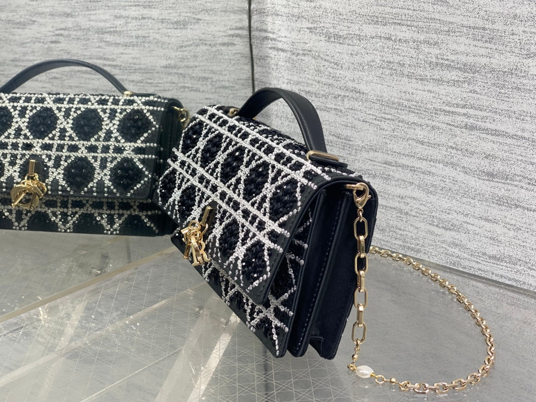 Dior 2026 Top Handle Embroidered Bag 21cm Calfskin 352086