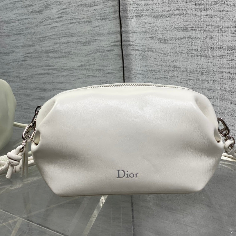 Dior 2026 Bow Pouch 20cm White Lambskin 284143