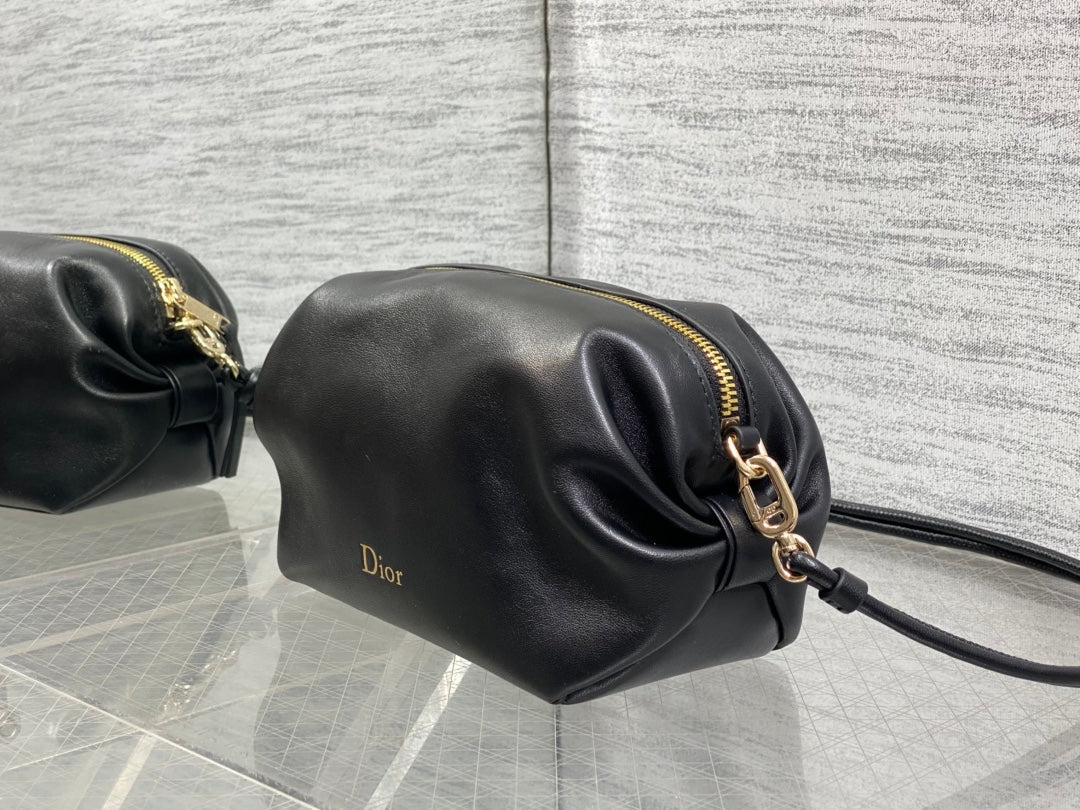 Dior 2026 Bow Pouch 20cm Black Lambskin 284145
