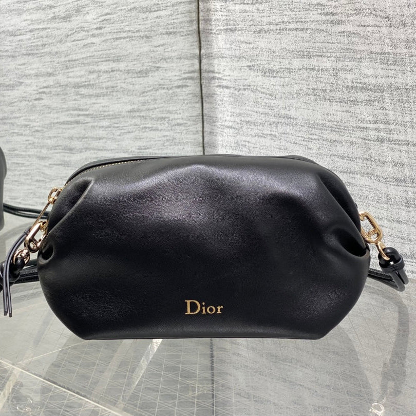 Dior 2026 Bow Pouch 20cm Black Lambskin 284145