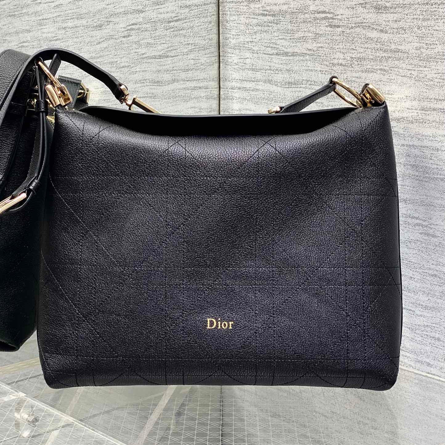 Dior 2026 Diorly Bag 31.5cm Black Flat Cannage Calfskin 286592