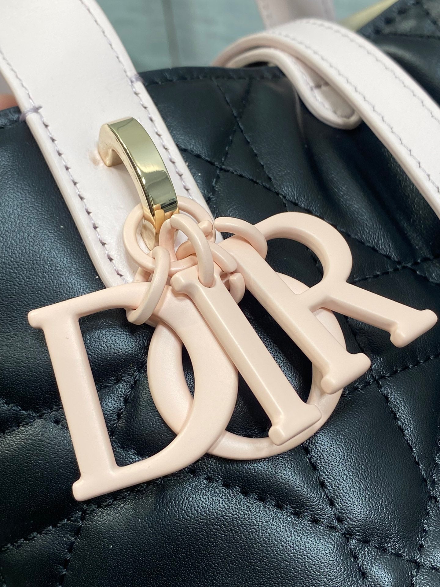 Dior 2026 Toujours Bag 18cm Black Pink Calfskin With Pink Charm 286511