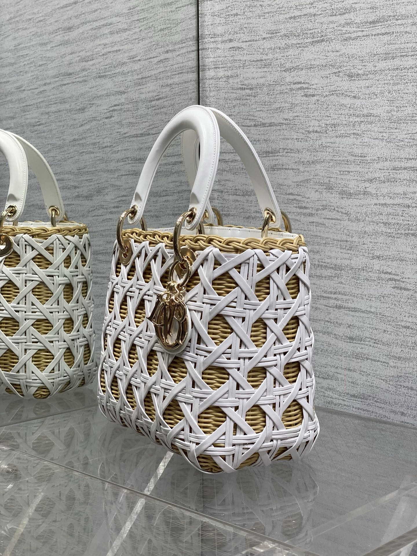 Dior 2026 Wicker Cannage Bag 24cm Leather Rattan 355285