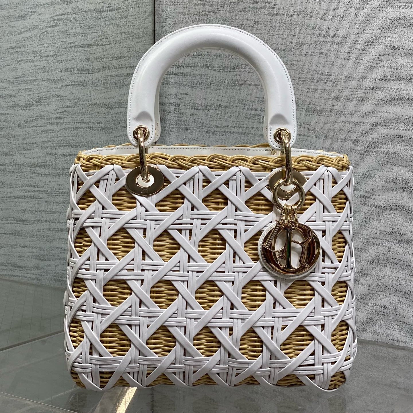 Dior 2026 Wicker Cannage Bag 24cm Leather Rattan 355285