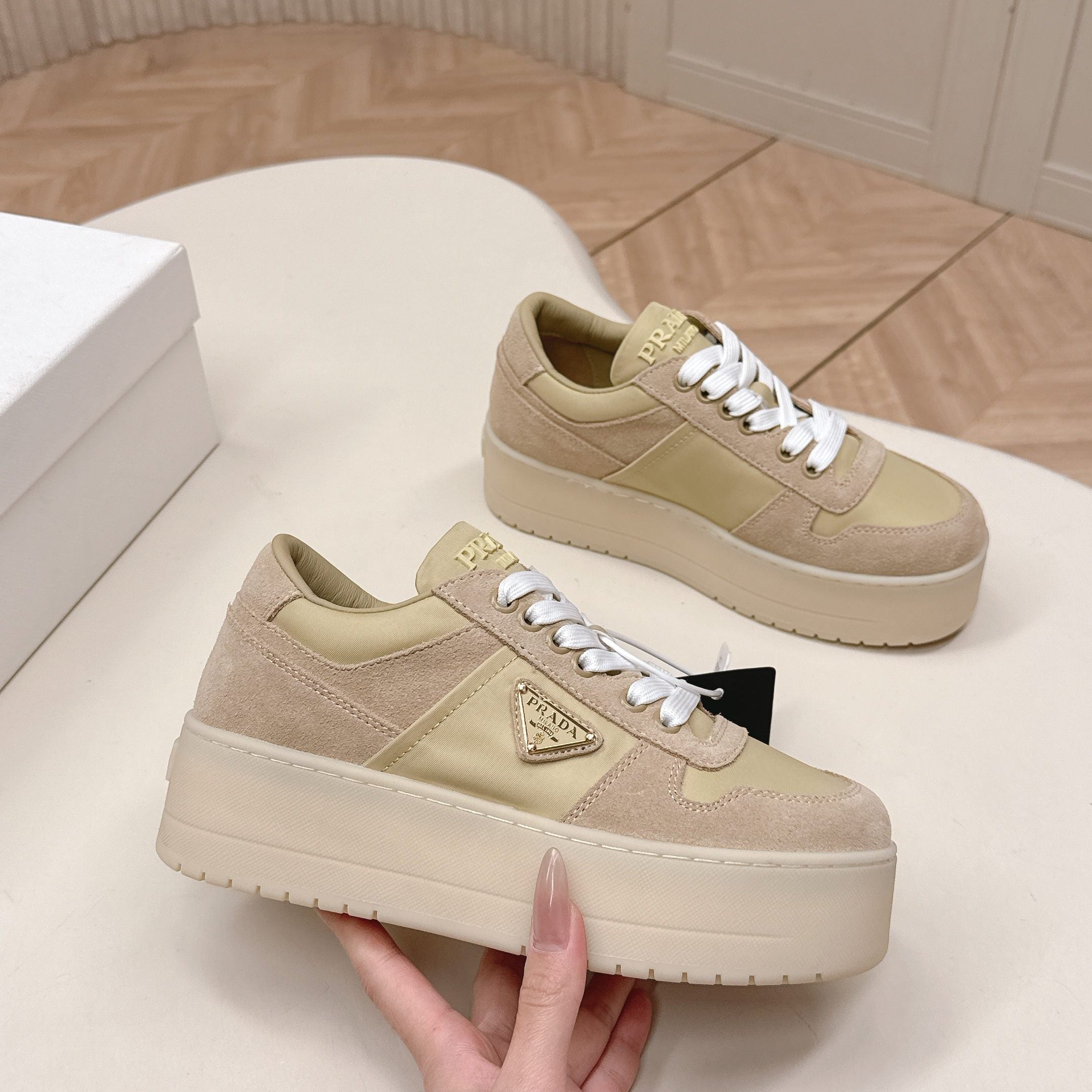 PRA 2026S Platform Sneakers 50 Beige Suede Cowhide 663493
