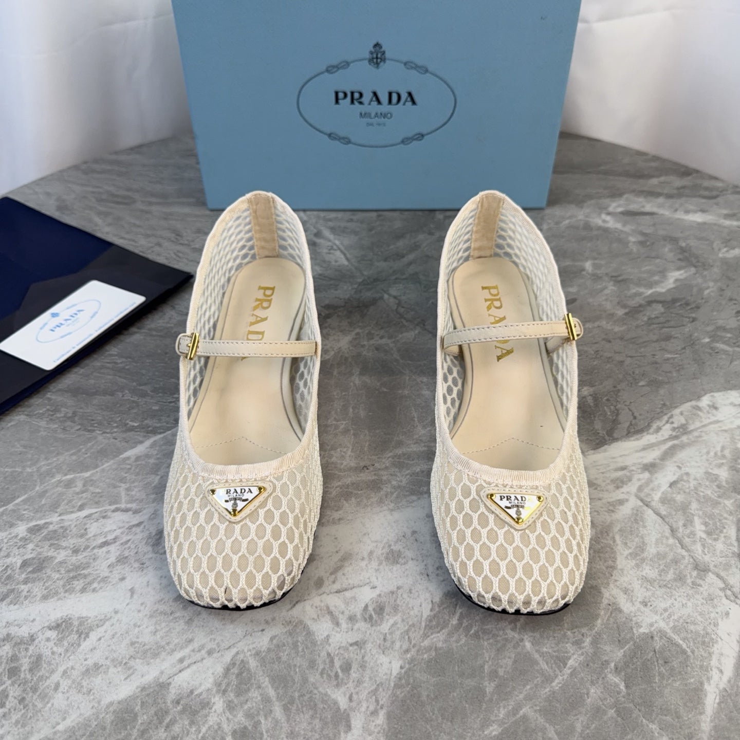 Prada 2026 Mary Jane Pumps 50mm Mesh Leather 789407